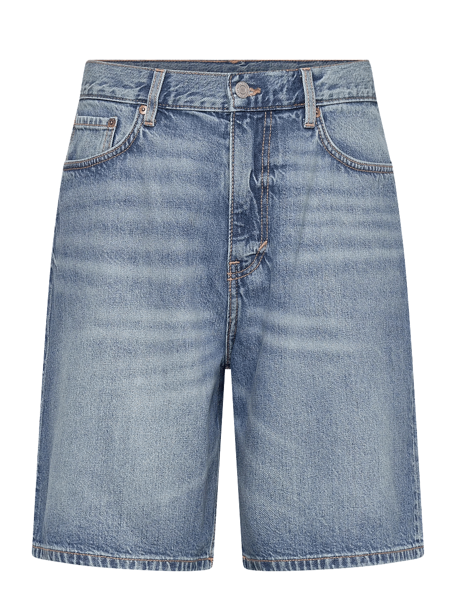 Weekday - Galaxy Mid Rise Loose Denim Shorts - lühikesed teksapüksid - blue horses - 0