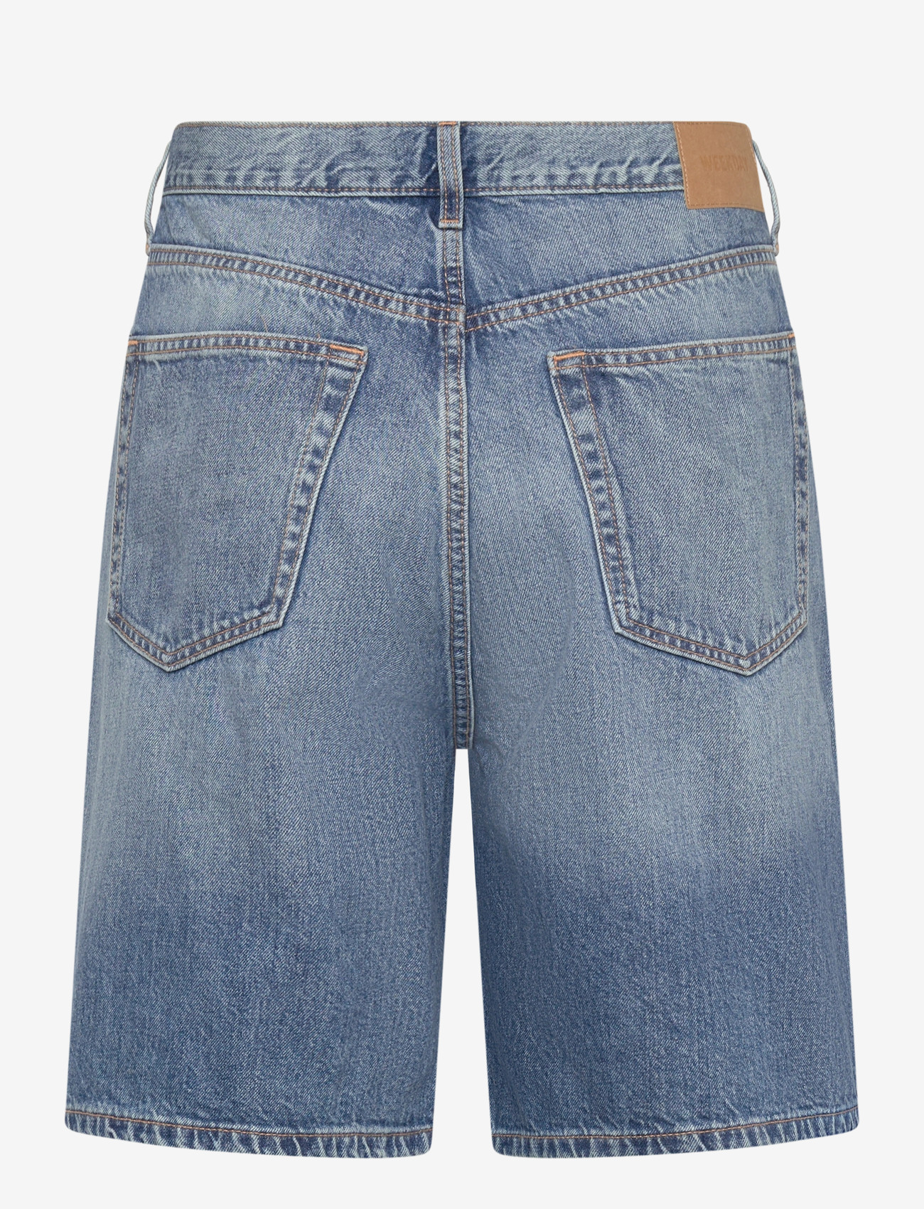 Weekday - Galaxy Mid Rise Loose Denim Shorts - jorts - blue horses - 2