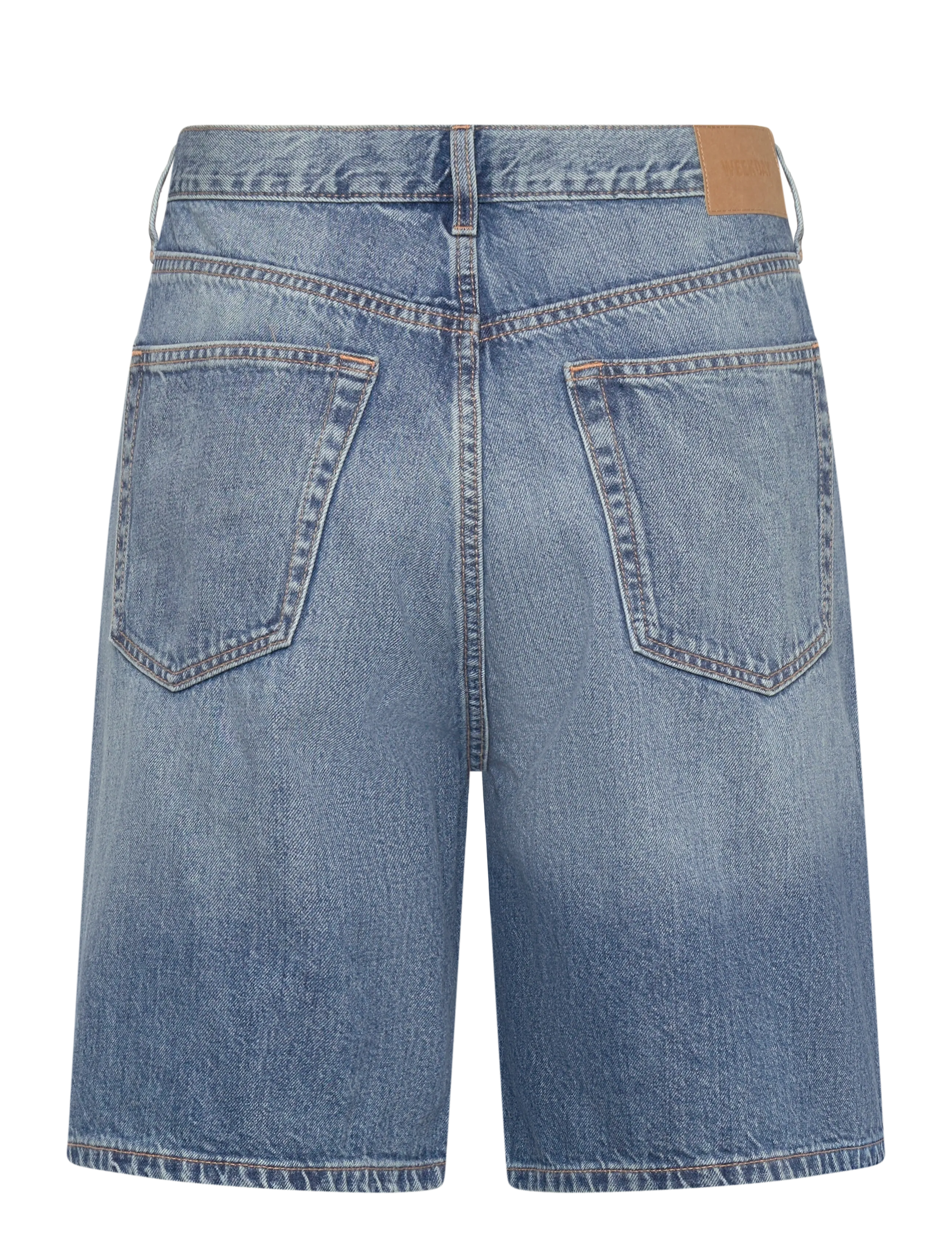 Weekday - Galaxy Mid Rise Loose Denim Shorts - jorty - blue horses - 2