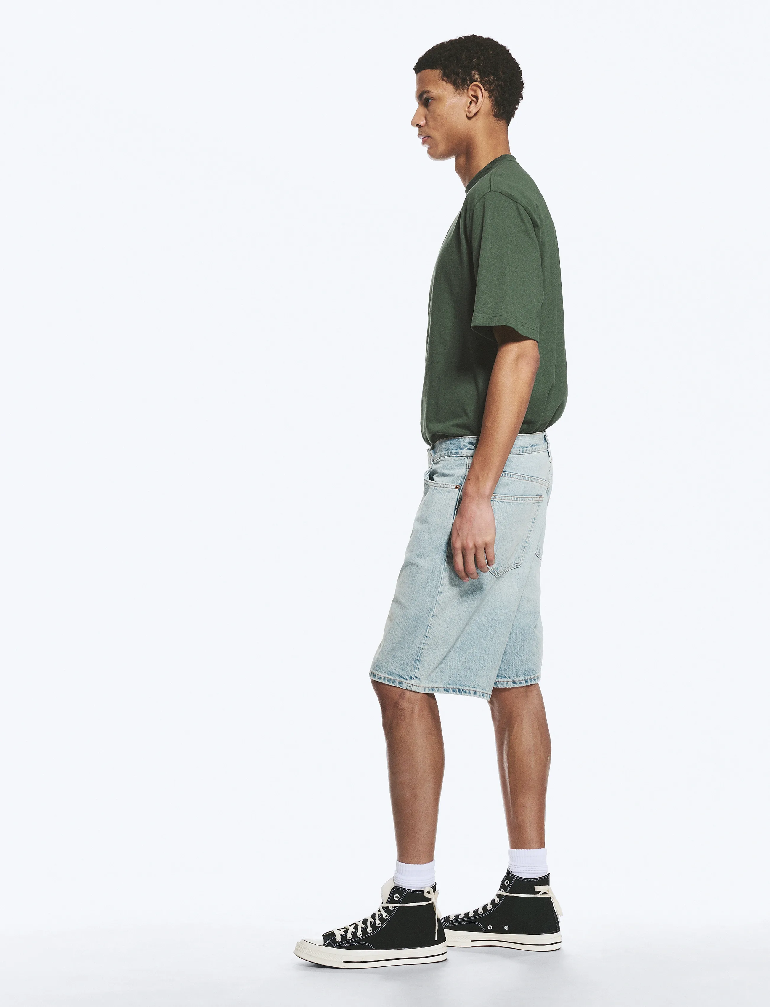 Weekday - Galaxy Mid Rise Loose Denim Shorts - jorty - dream blue - 3