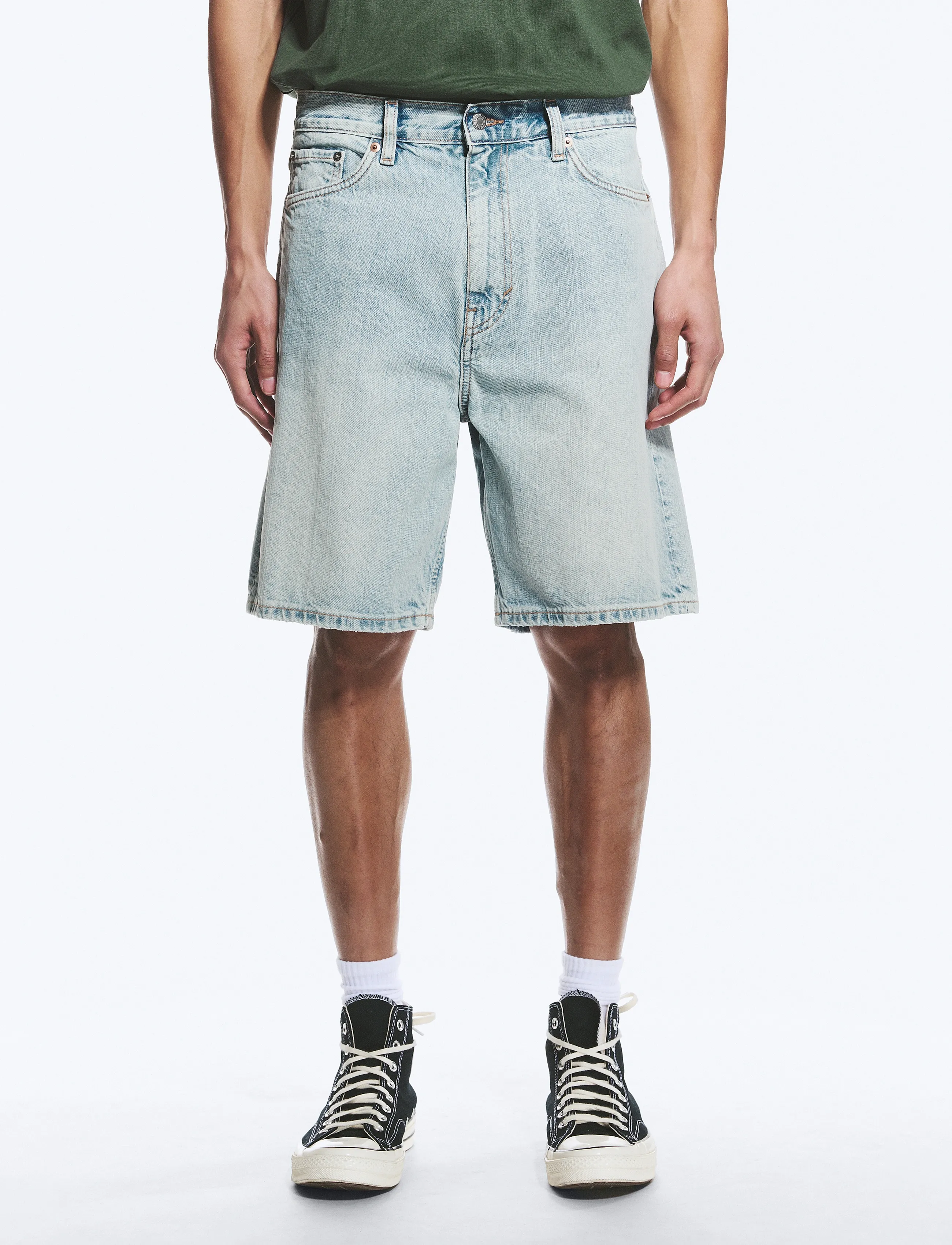 Weekday - Galaxy Mid Rise Loose Denim Shorts - jorty - dream blue - 5