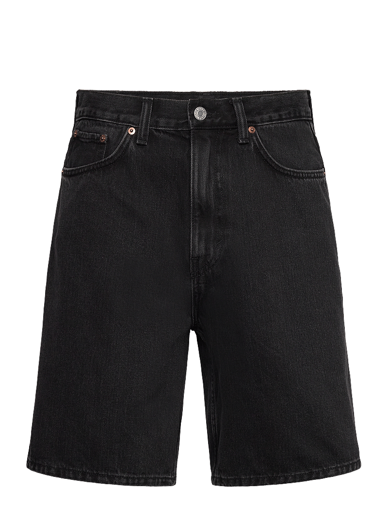 Weekday - Galaxy Mid Rise Loose Denim Shorts - jorts - tuned black - 0