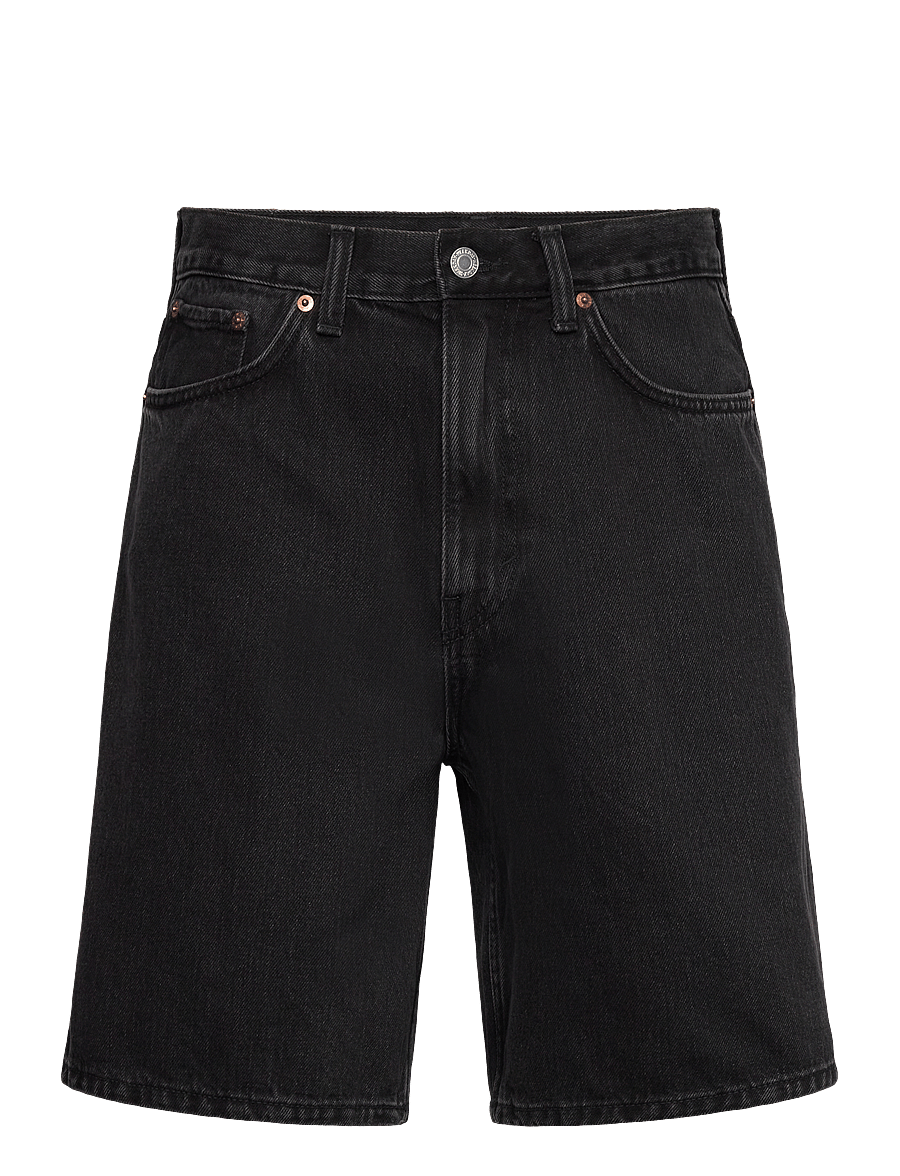 Weekday - Galaxy Mid Rise Loose Denim Shorts - gallastuttbuxur - tuned black - 0