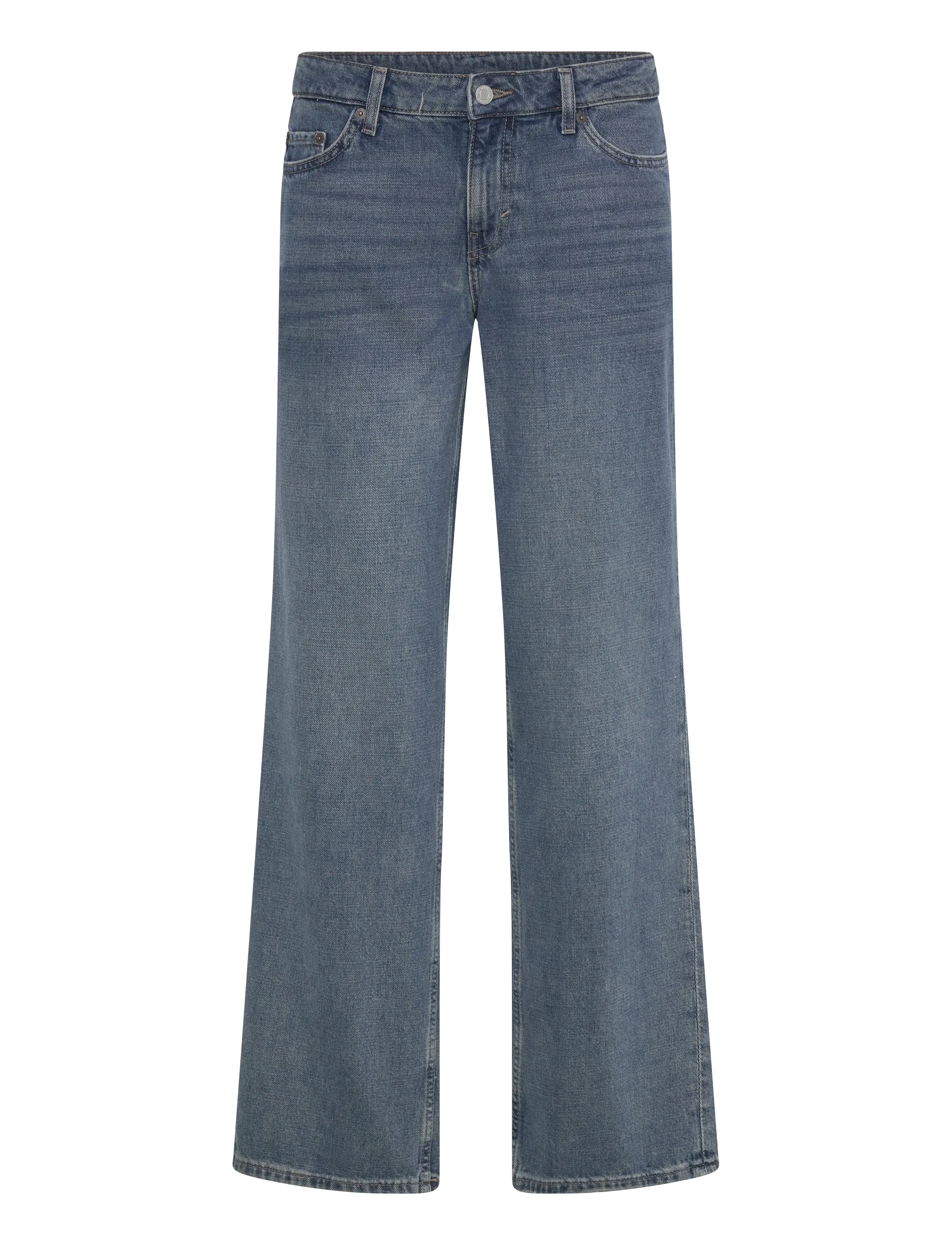 Ample Low Rise Loose Wide Leg Jeans - BLUE ONE