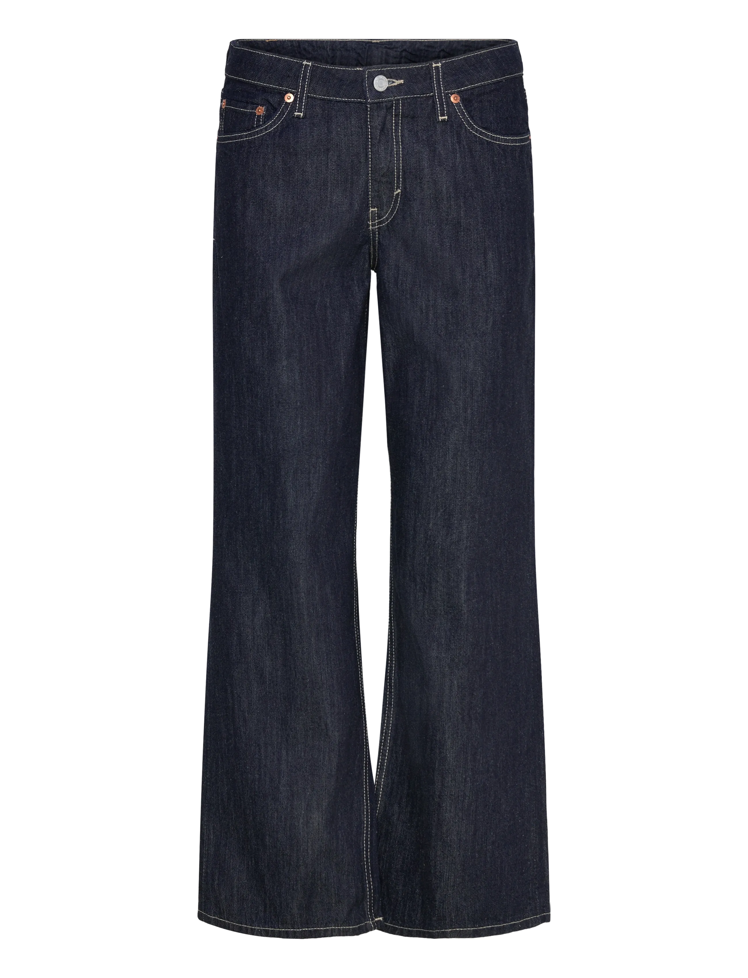 Ample Low Rise Loose Wide Leg Jeans - BLUE RINSE