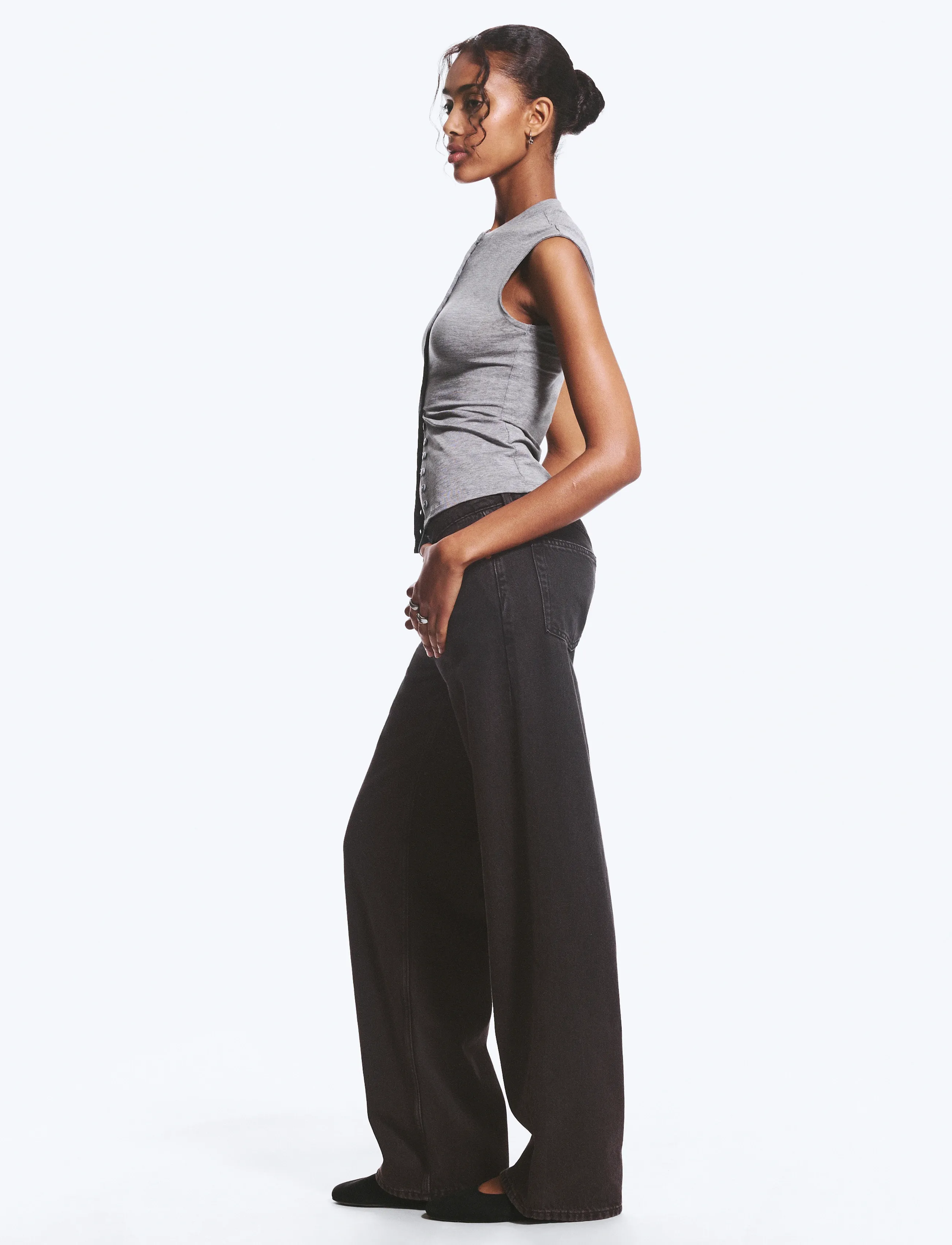 Weekday - Ample Low Rise Loose Wide Jeans - vida jeans - ink black - 3