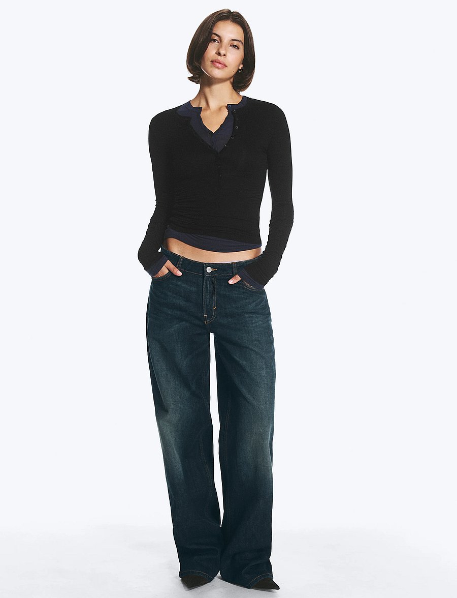 Weekday - Ample Low Rise Loose Wide Jeans - wide leg jeans - rain blue - 0