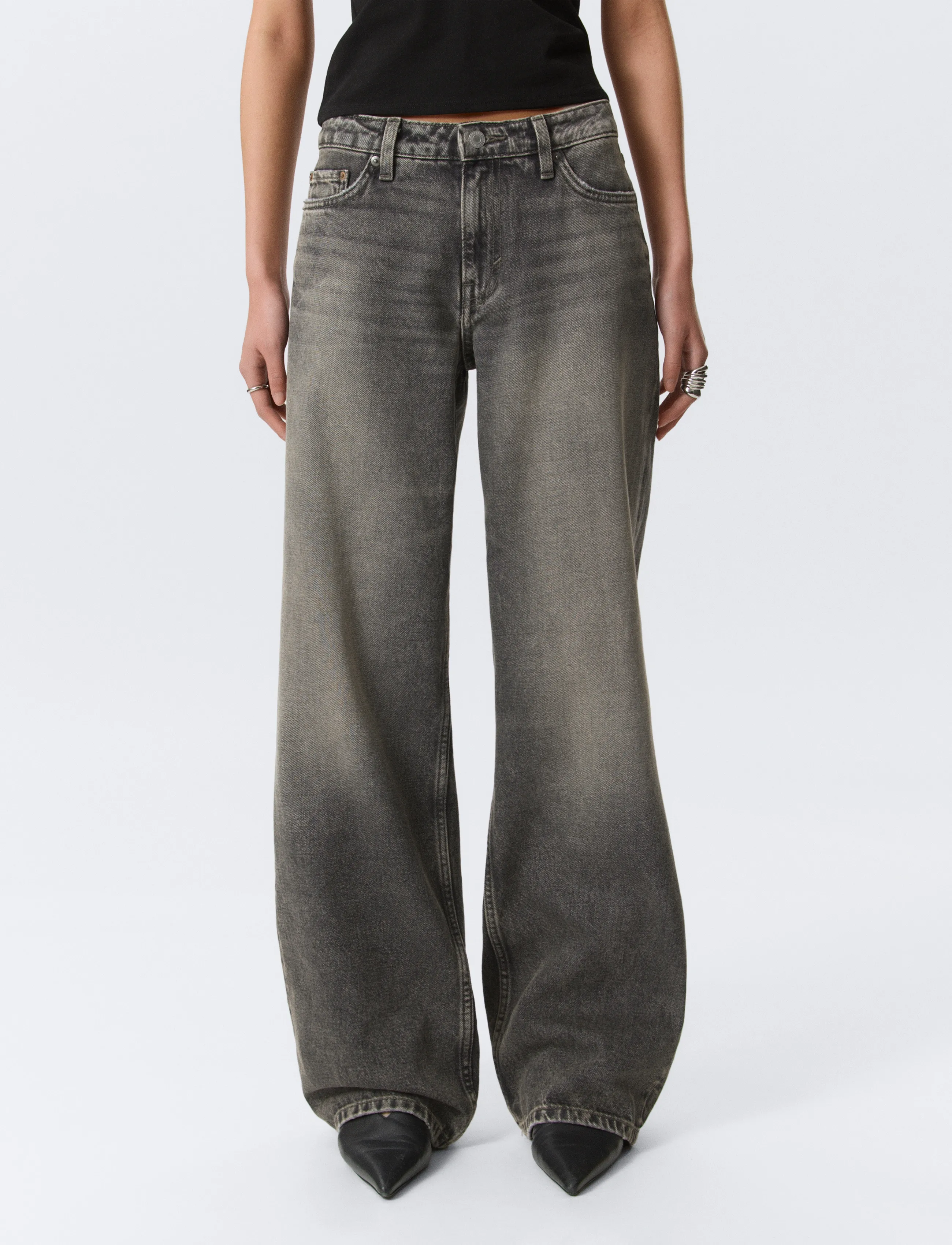 Weekday - Ample Low Rise Loose Wide Jeans - brede jeans - redondo black - 3
