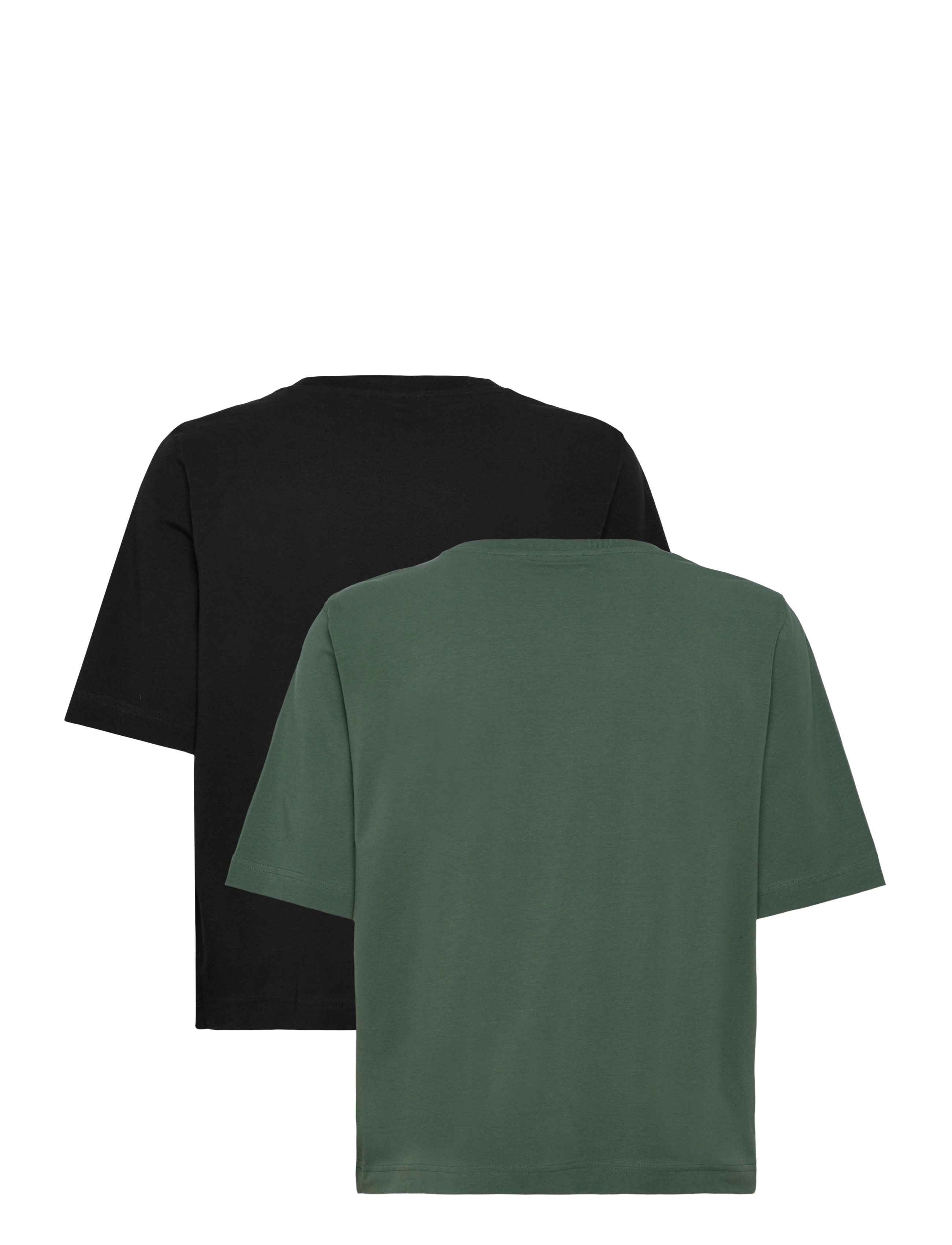 Weekday - 2-pack Boxy T-shirt - t-shirts - black + green - 1