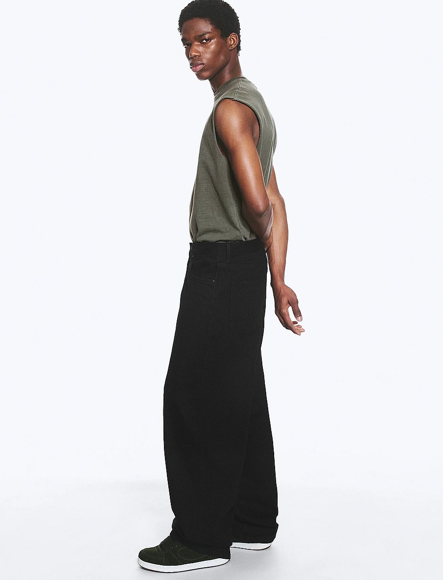 Weekday - Astro Mid Rise Loose Baggy Leg Unisex Jeans - weite jeans - black rinse - 3