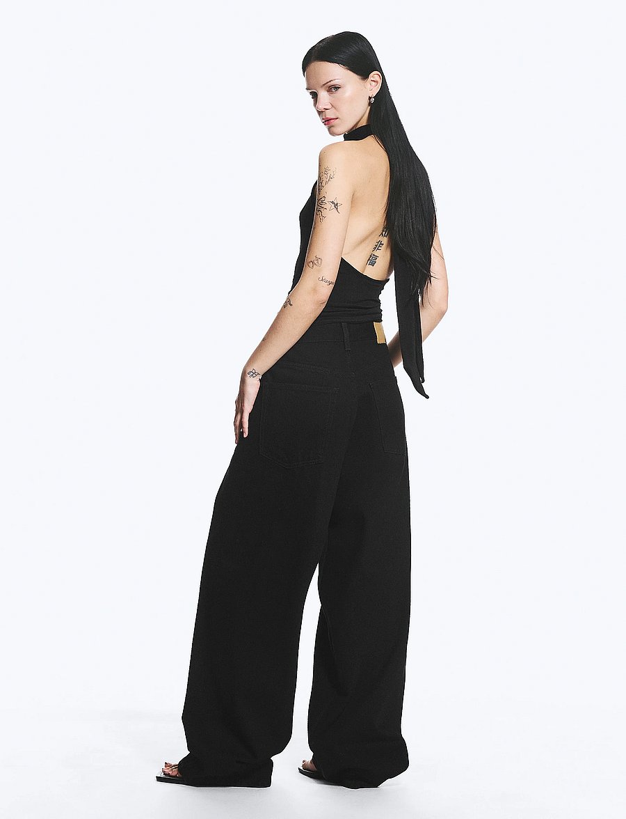 Weekday - Astro Mid Rise Loose Baggy Leg Unisex Jeans - weite jeans - black rinse - 5