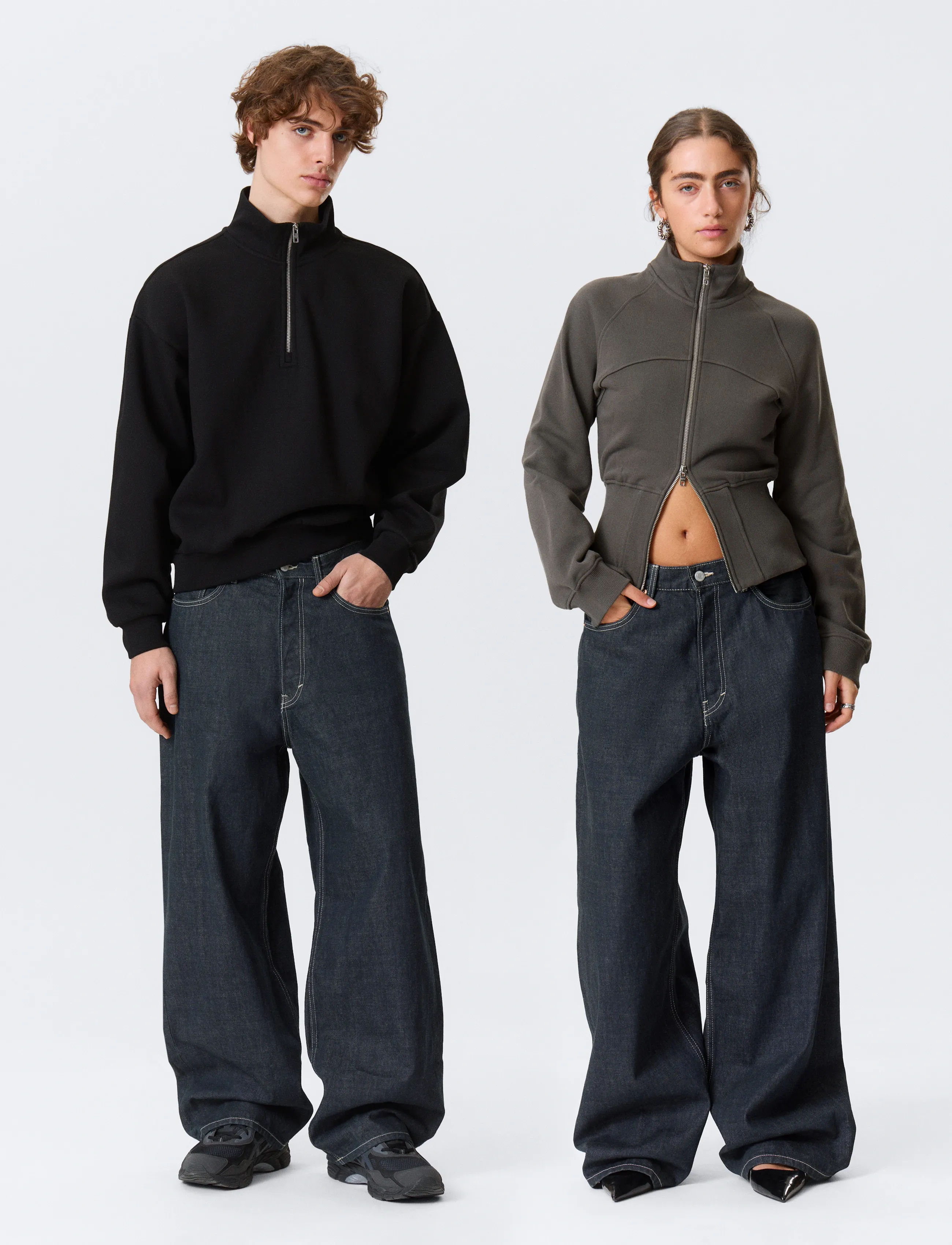 Weekday Astro Mid Rise Loose Baggy Unisex Jeans - Džinsi - BLUE RINSE / navy