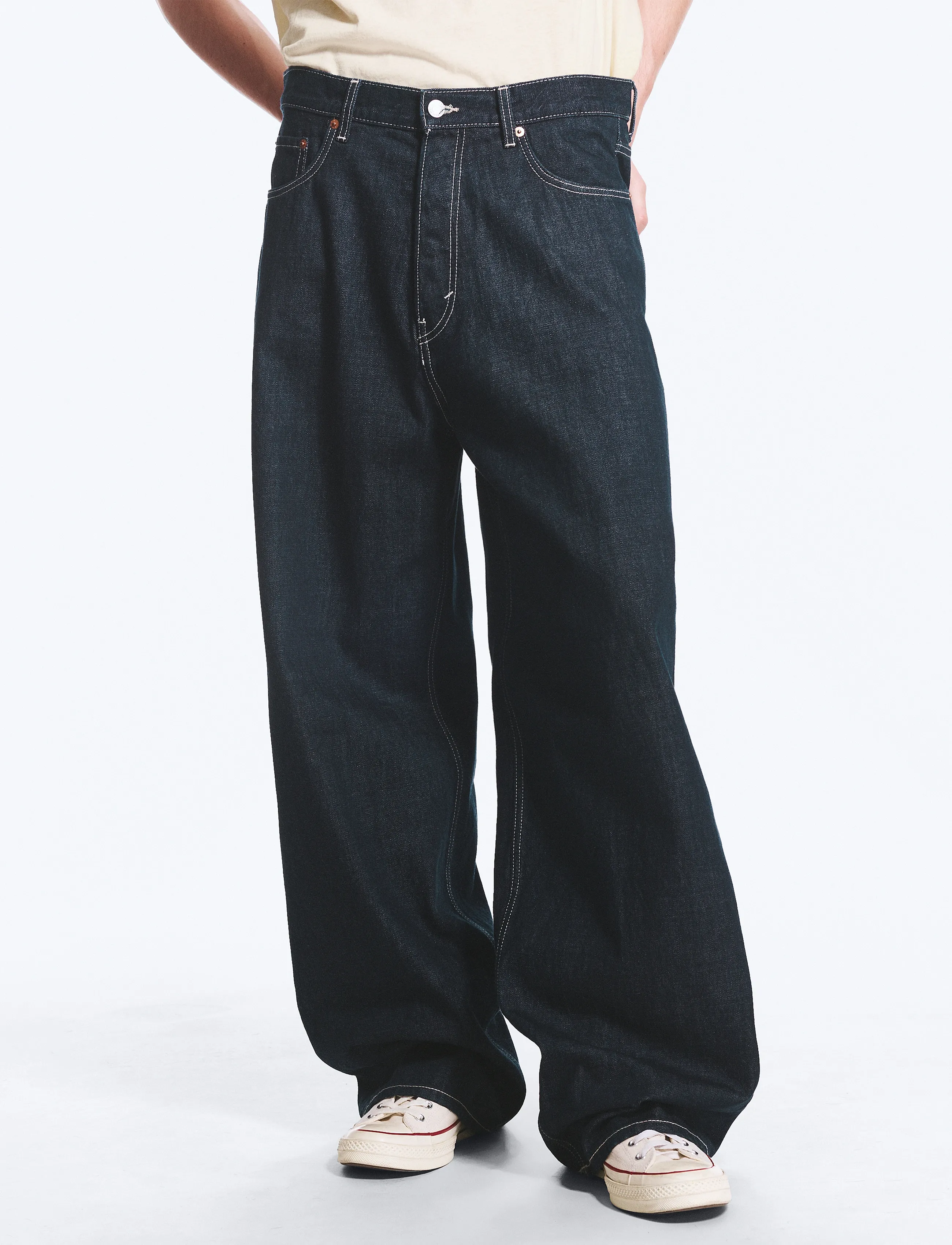 Weekday - Astro Mid Rise Loose Baggy Unisex Jeans - alt laienevad teksad - blue rinse - 5