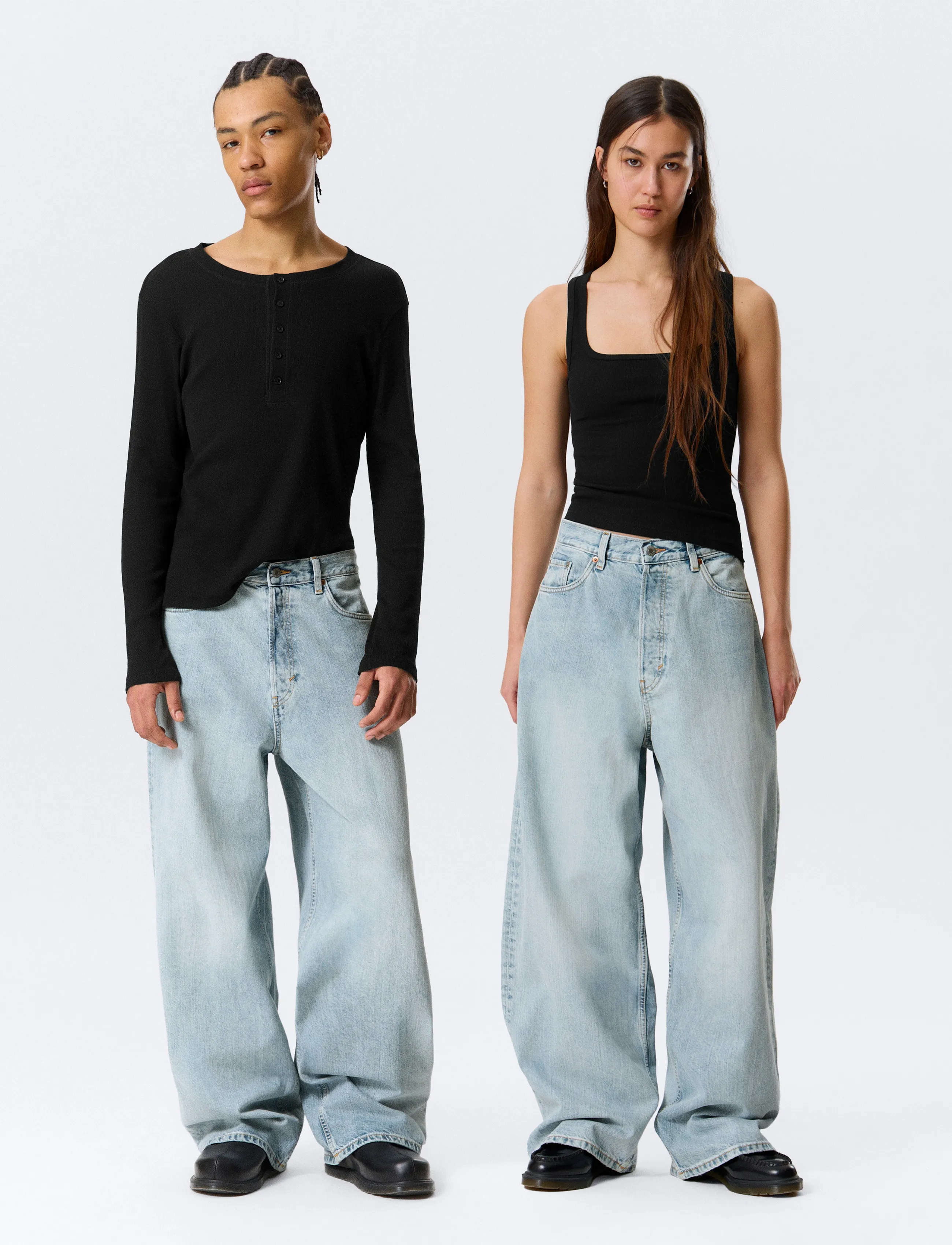 Weekday Astro Mid Rise Loose Baggy Unisex Jeans - Jeansy - DREAM BLUE / blue