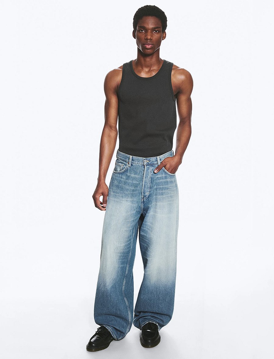 Weekday - Astro Mid Rise Loose Baggy Leg Unisex Jeans - alt laienevad teksad - saddle blue - 0