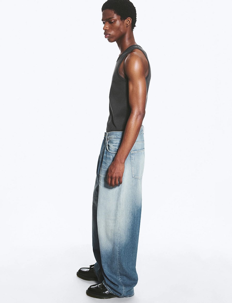 Weekday - Astro Mid Rise Loose Baggy Leg Unisex Jeans - alt laienevad teksad - saddle blue - 3