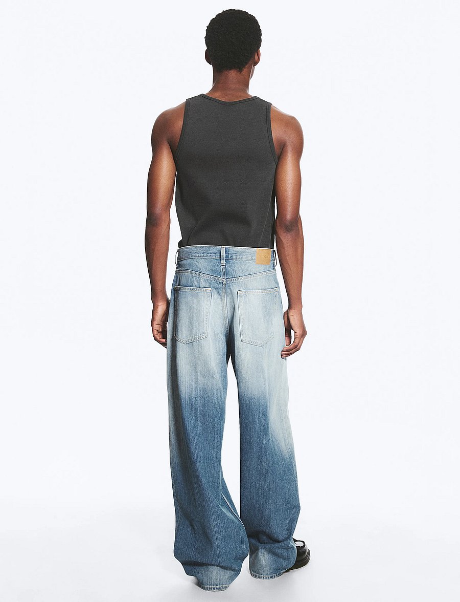 Weekday - Astro Mid Rise Loose Baggy Leg Unisex Jeans - alt laienevad teksad - saddle blue - 4