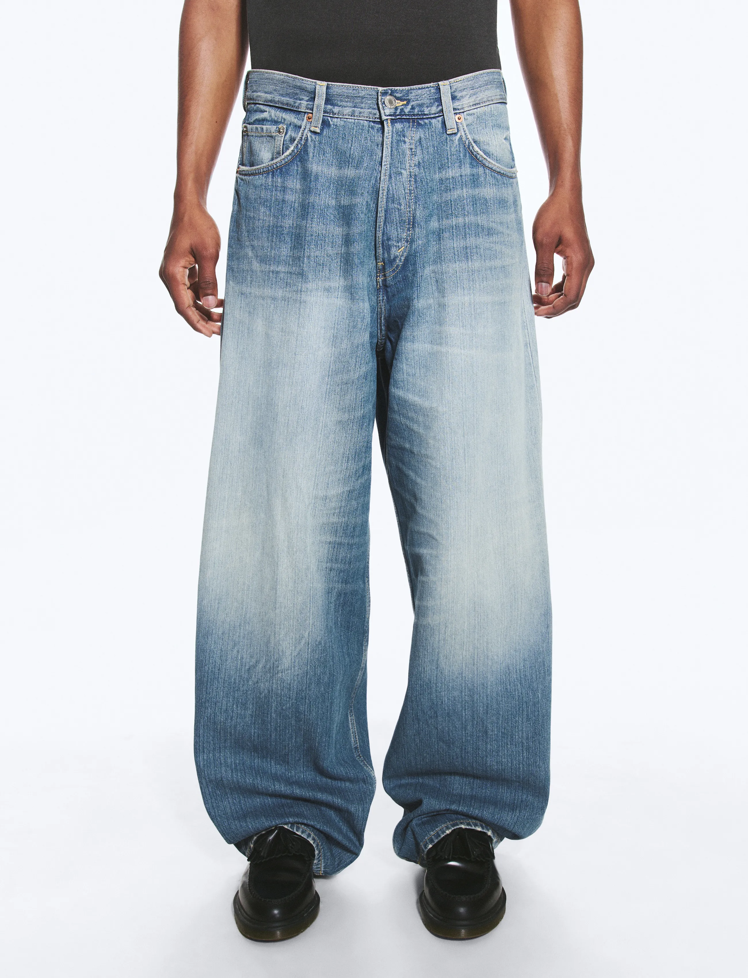 Weekday - Astro Mid Rise Loose Baggy Leg Unisex Jeans - loose jeans - saddle blue - 5