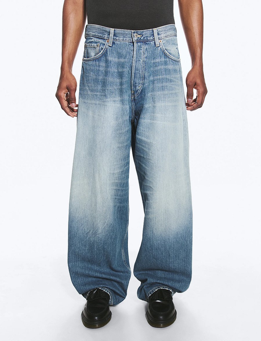 Weekday - Astro Mid Rise Loose Baggy Leg Unisex Jeans - alt laienevad teksad - saddle blue - 5