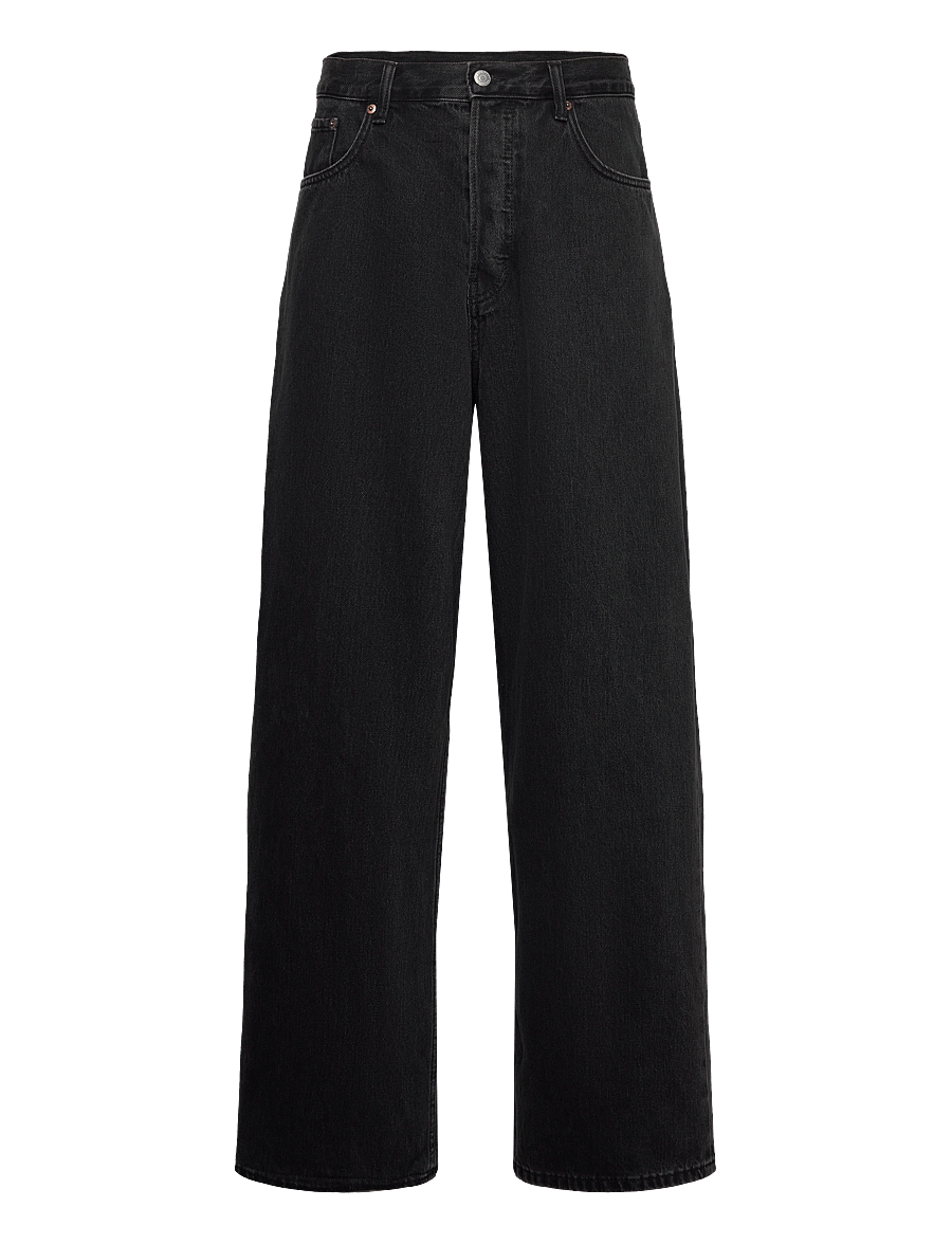 Weekday - Astro Mid Rise Loose Baggy Leg Unisex Jeans - alt laienevad teksad - tuned black - 2