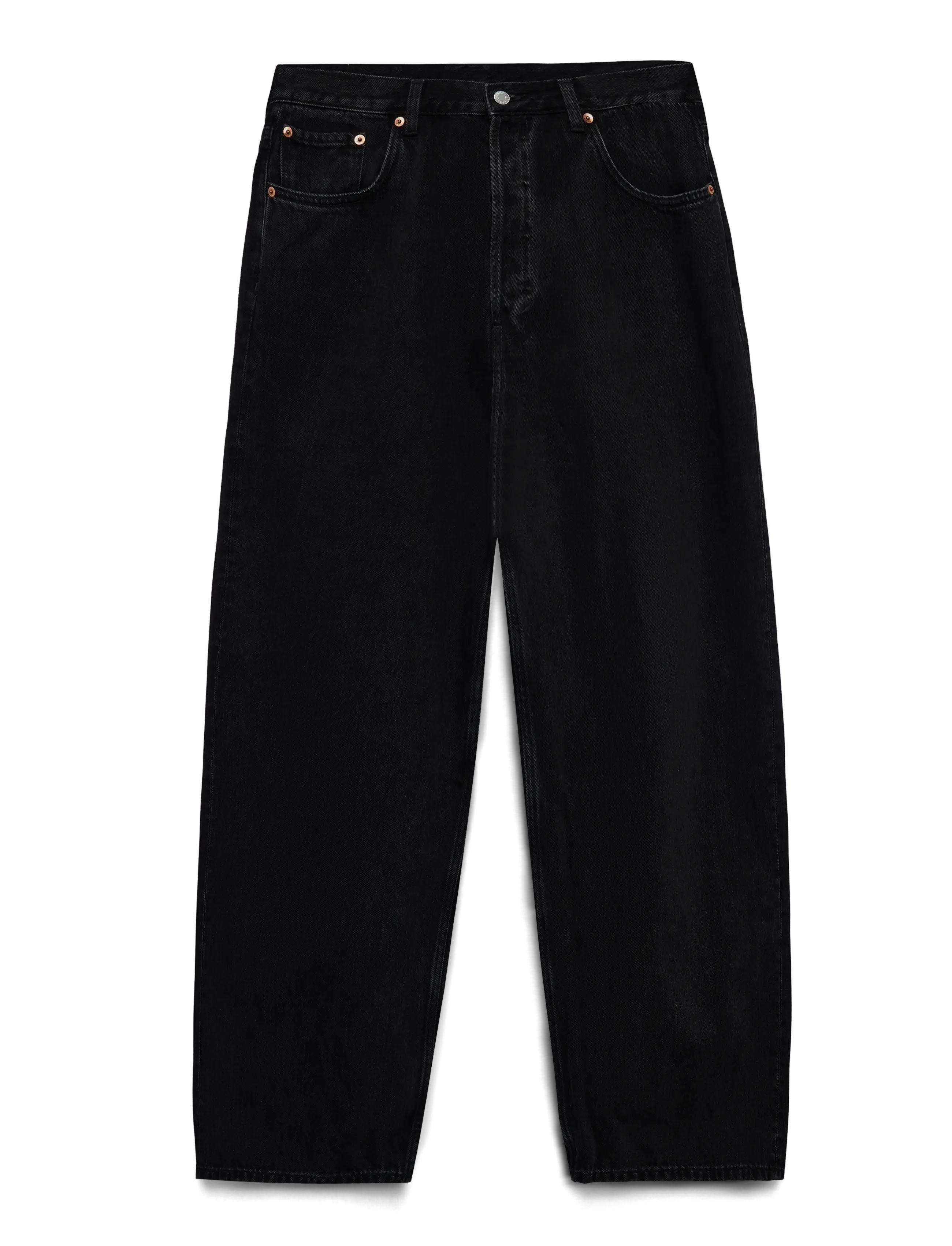Weekday Astro Mid Rise Loose Baggy Unisex Jeans - Jeans - TUNED BLACK / black
