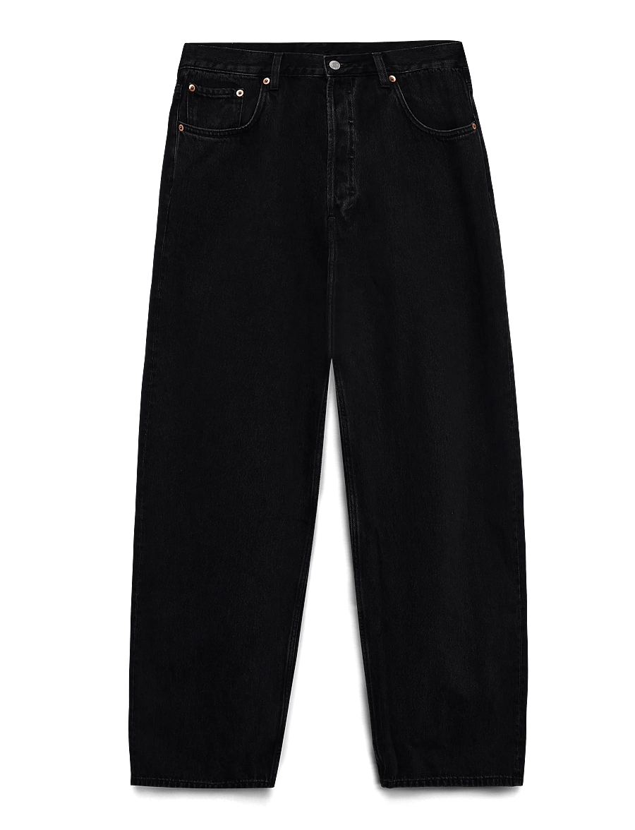 Weekday - Astro Mid Rise Loose Baggy Leg Unisex Jeans - alt laienevad teksad - tuned black - 1