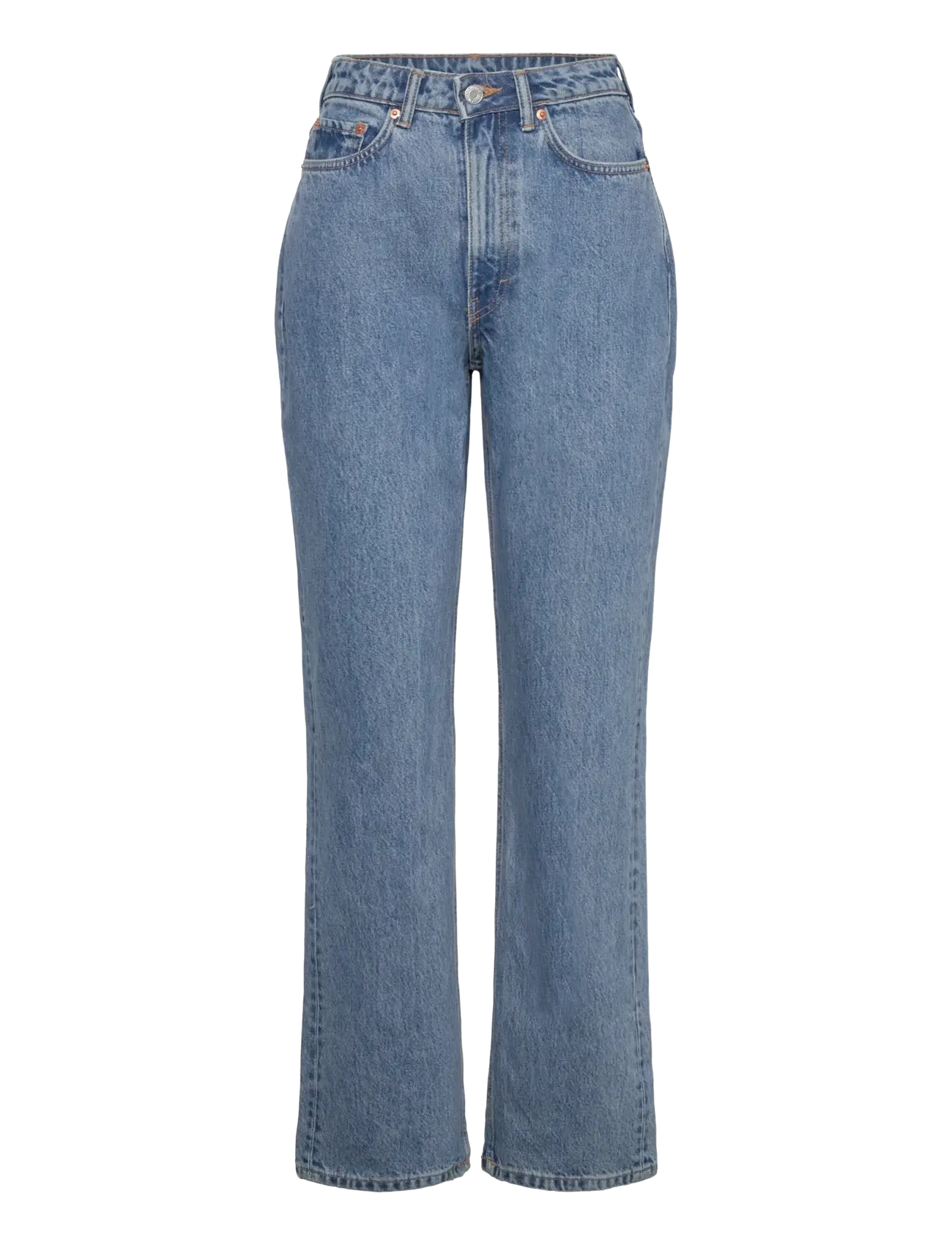 Weekday Resolute Curve High Waisted Regular Straight Jeans, 32 x 32, Blau - Straight-regular, Frauen