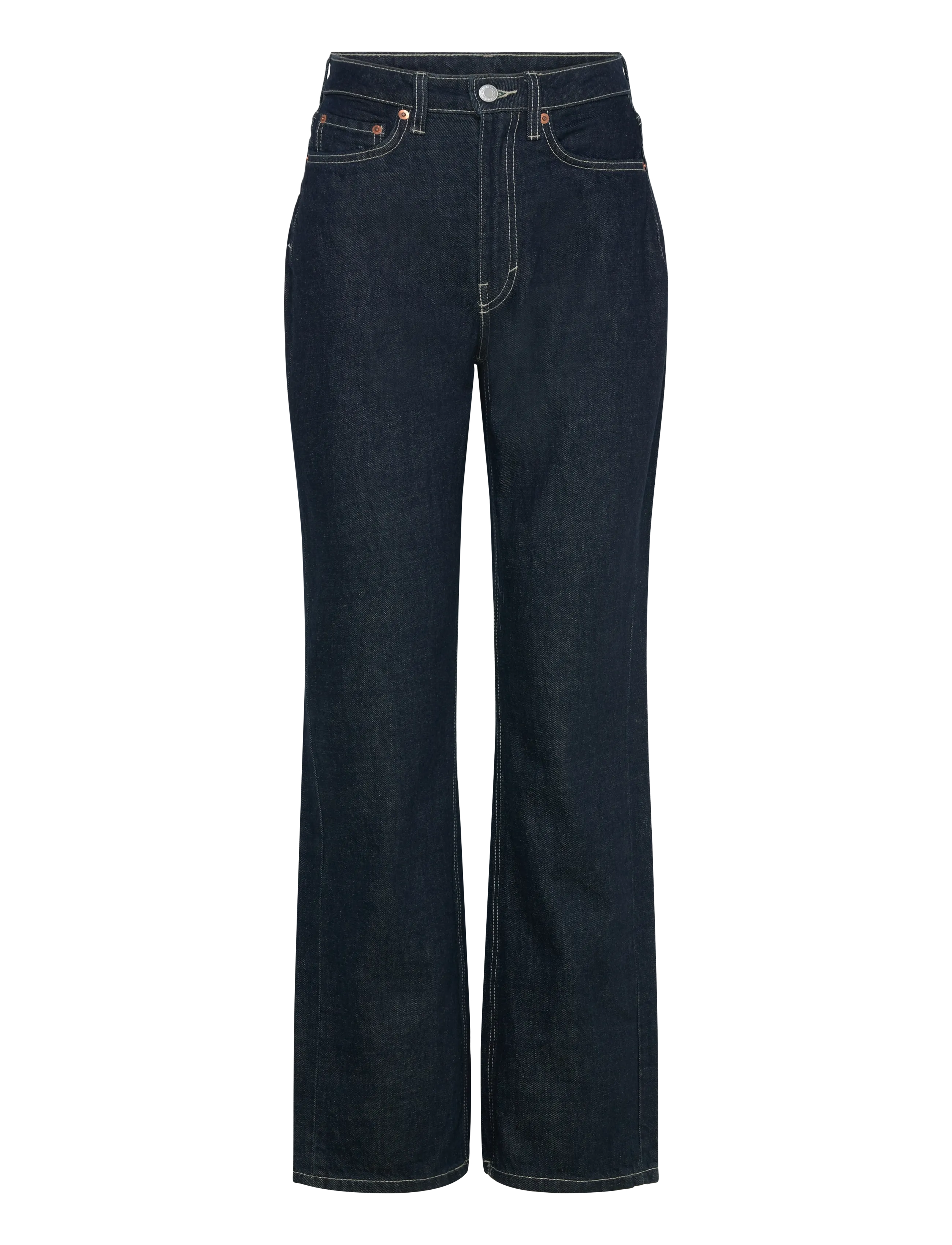 Weekday Resolute Curve High Waisted Regular Straight Jeans, 25 x 30, Blau - Straight-regular, Frauen