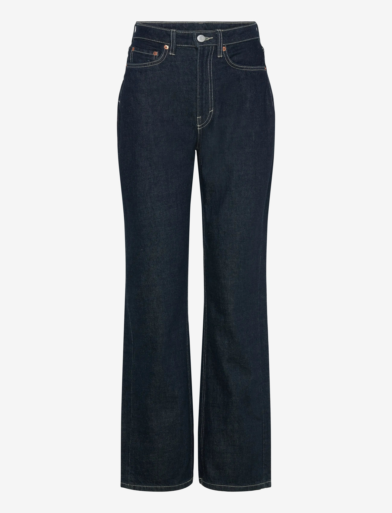 Weekday - Resolute Curve High Waisted Regular Straight Jeans - raka jeans - blue rinse - 0