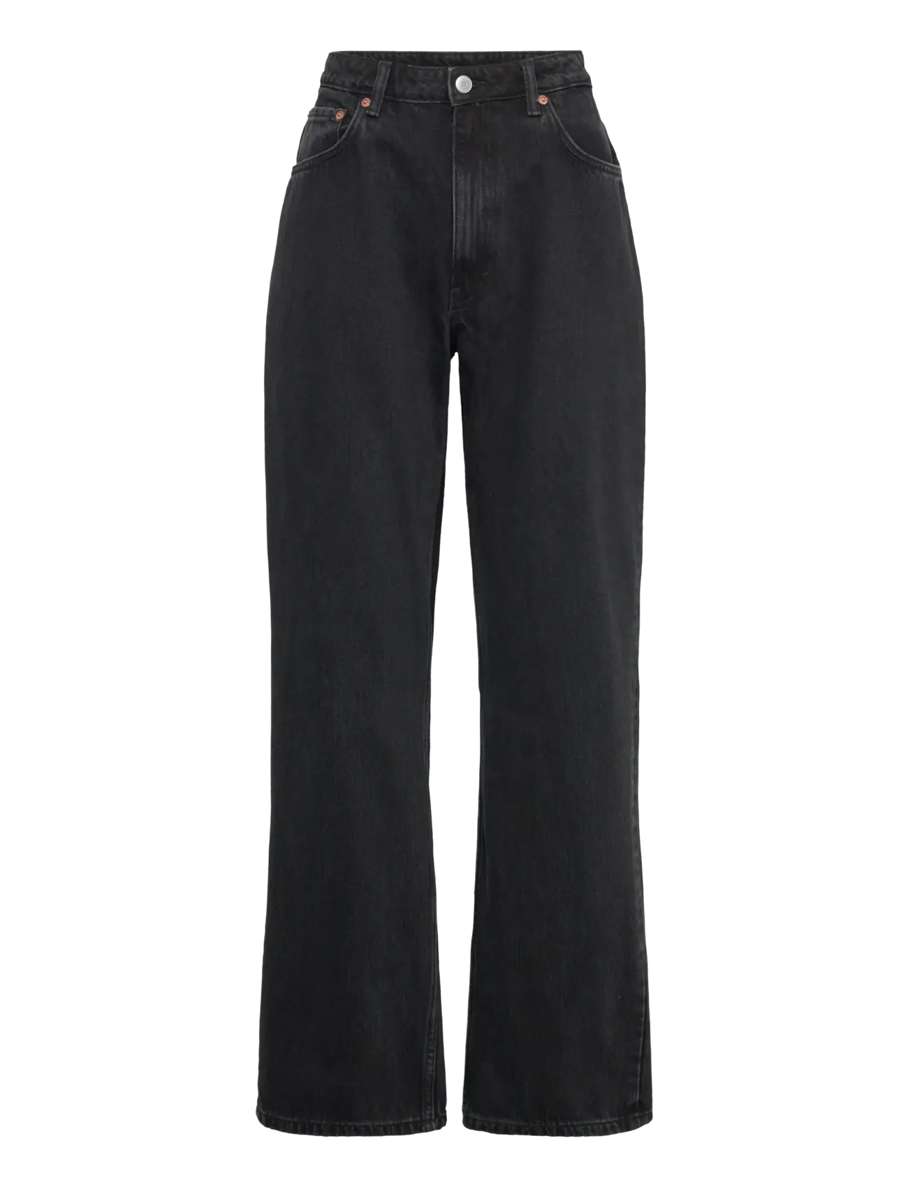 Weekday Resolute Curve High Waisted Regular Straight Jeans, 34 x 30, Schwarz - Straight-regular, Frauen