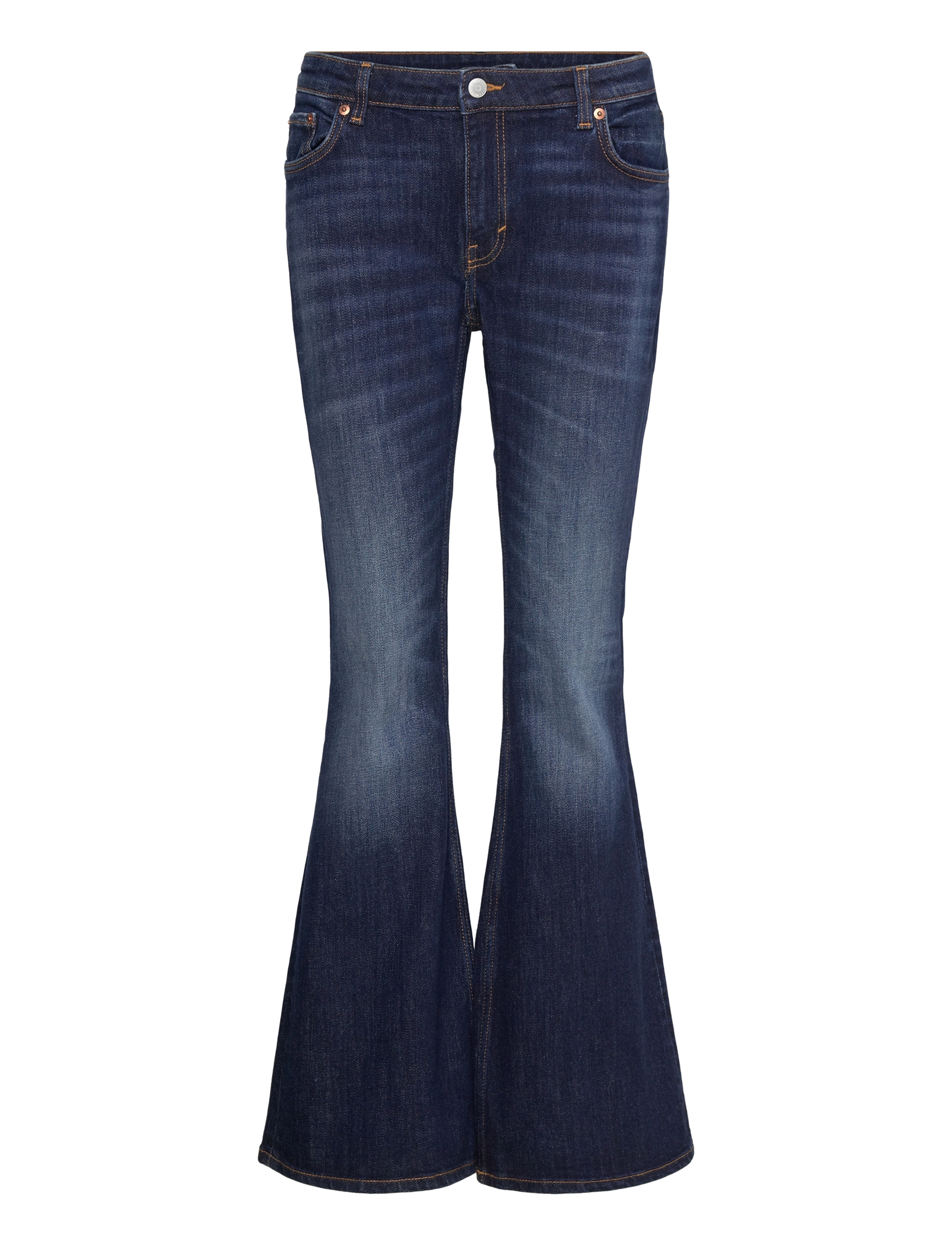 Weekday Flame Low Rise Slim Flared Leg Jeans, 30 x 32, Navy, Jeans > Flares, Dame
