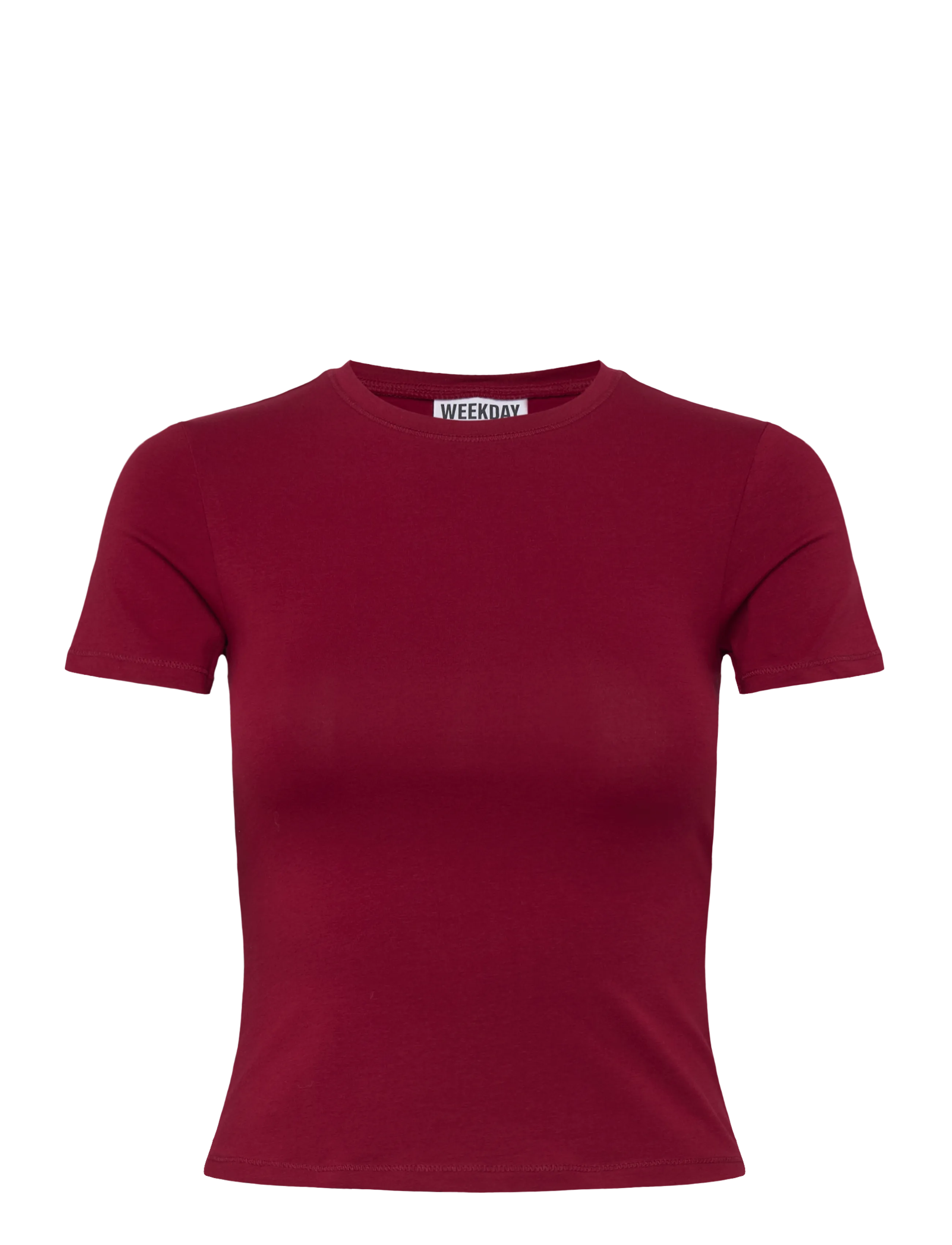 Weekday Slim Fitted T-Shirt, Kvinder, Slim Fit T-shirt, Bordeaux, Str: XXS