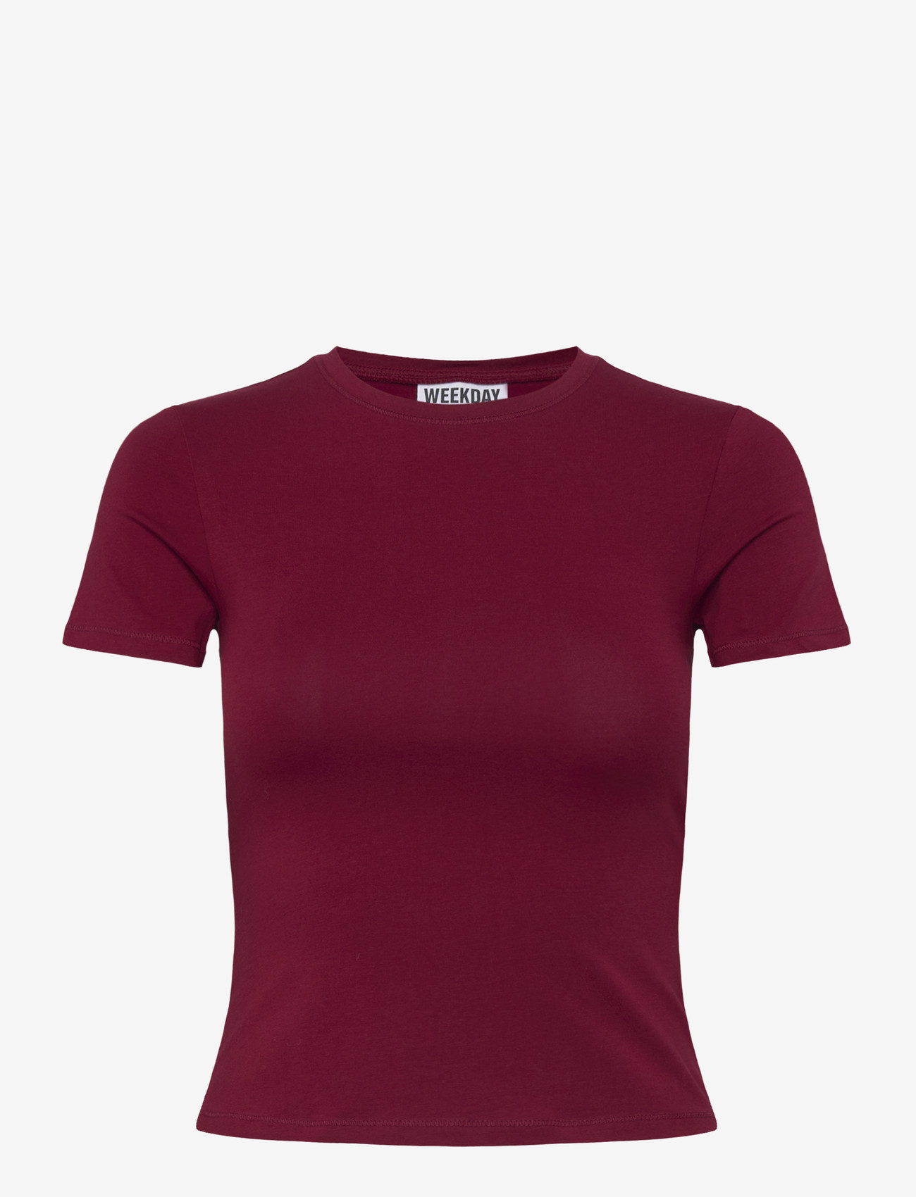 Weekday - Slim Fitted T-shirt - t-shirts - cherry red - 0