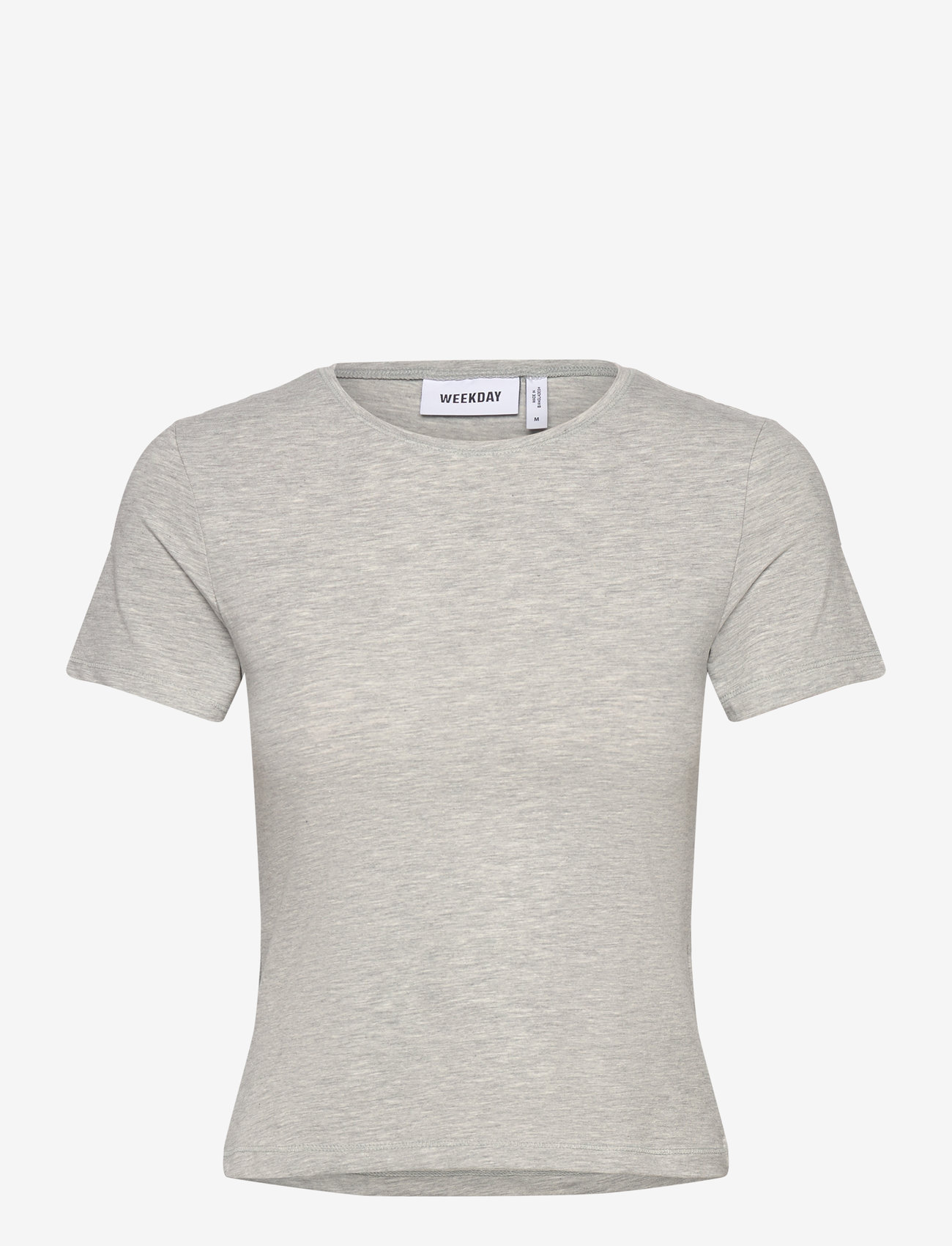 Weekday - Slim Fitted T-shirt - t-shirts - grey melange dusty l - 0