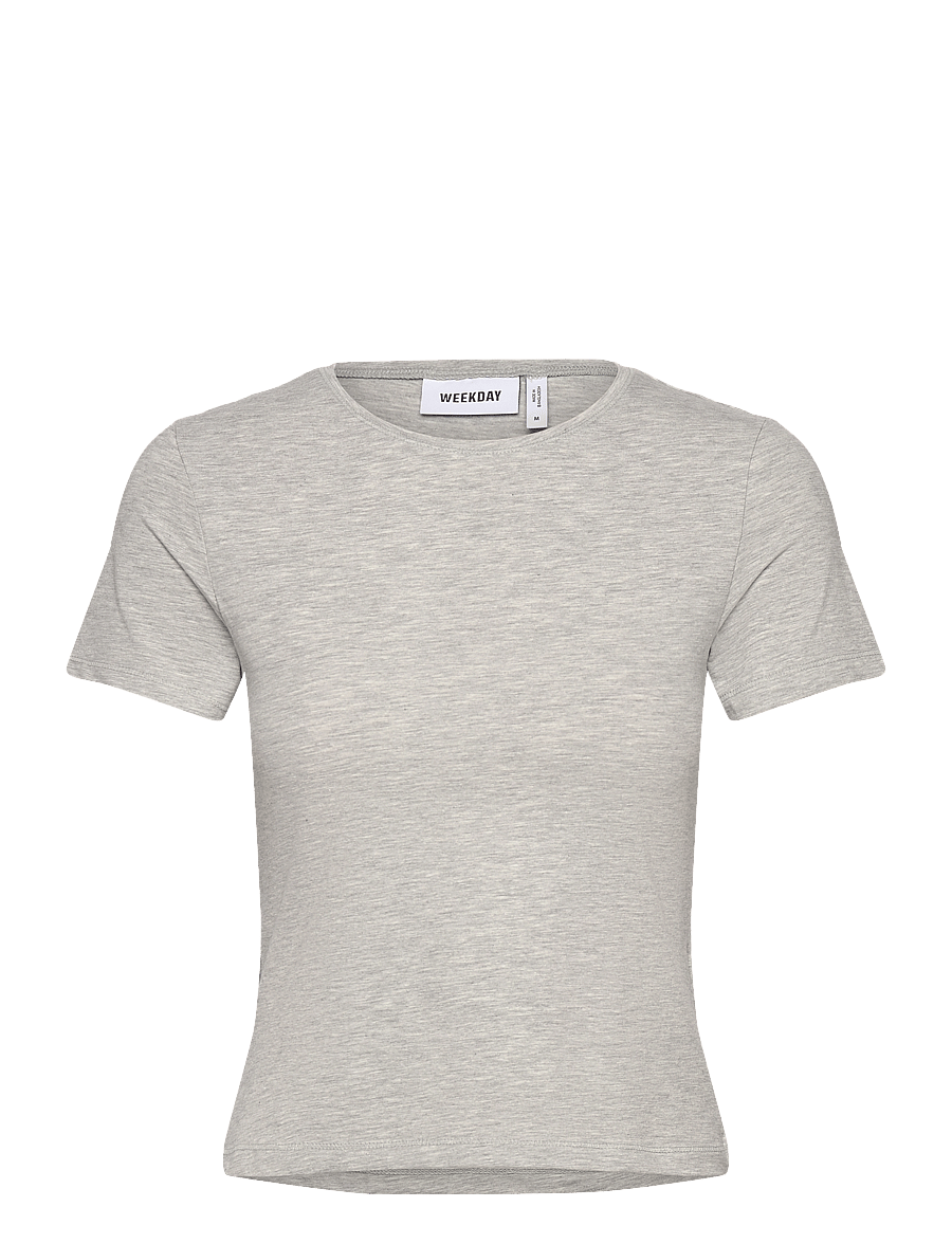 Weekday - Slim Fitted T-shirt - t-shirts - grey melange dusty l - 0