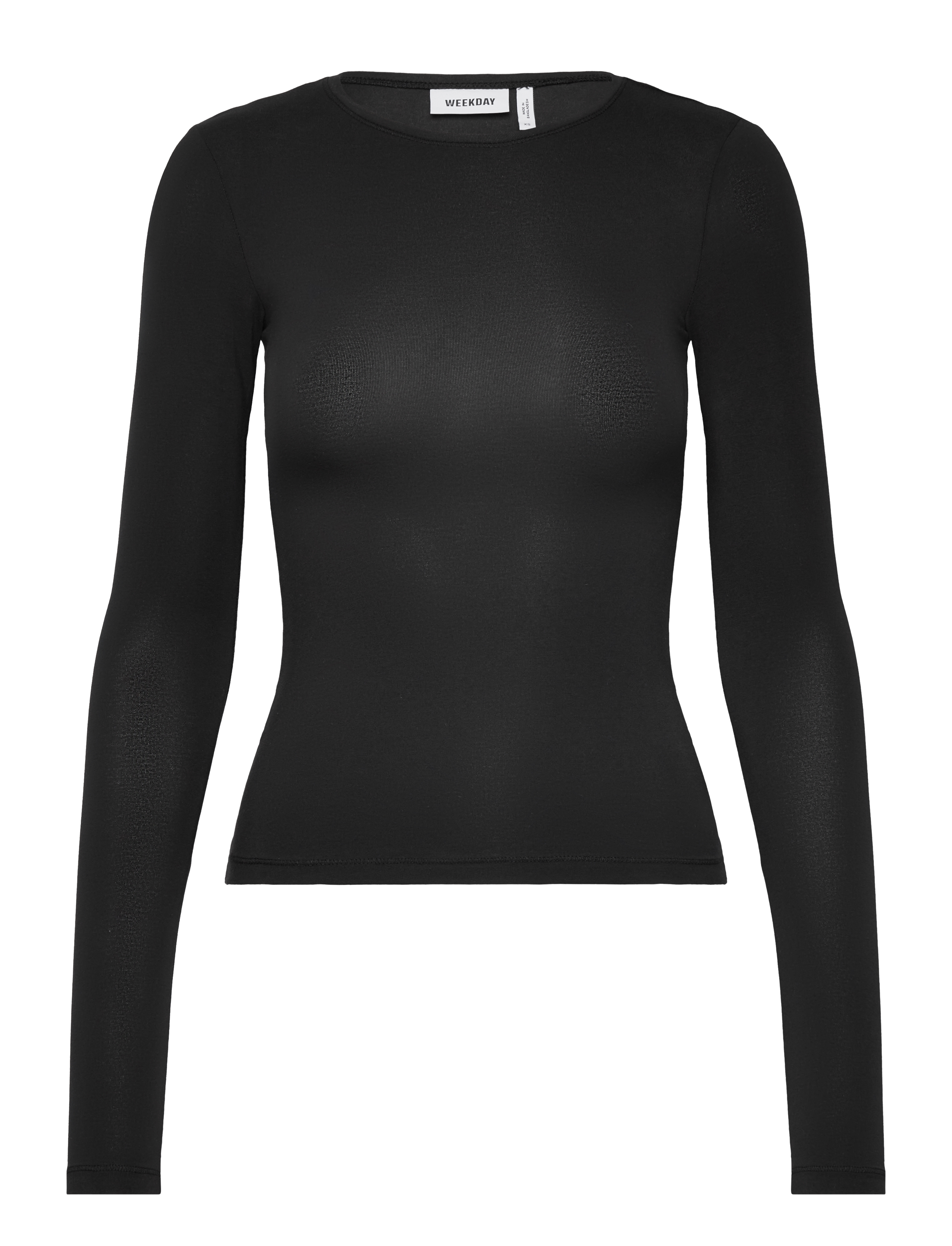 Weekday Slim Fitted Long Sleeve - T-Shirts & Tops - BLACK / black