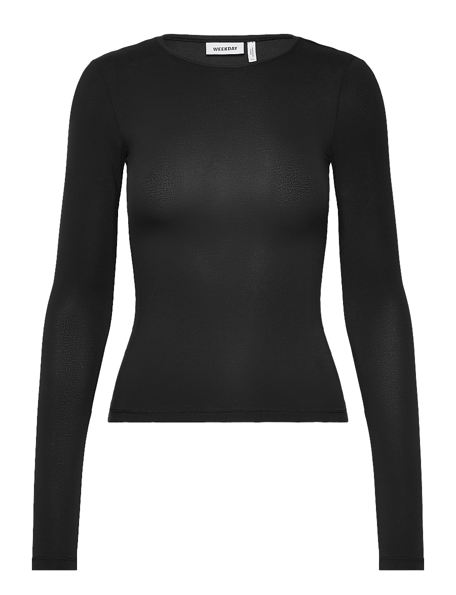 Weekday - Slim Fitted Long Sleeve - langärmlige tops - black - 0