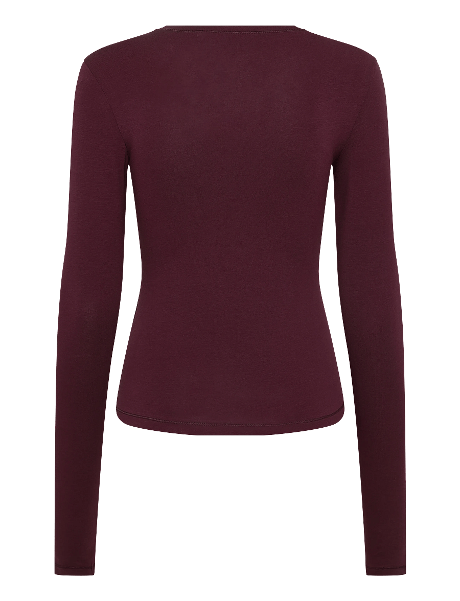 Weekday - Slim Fitted Long Sleeve - langärmlige tops - dark purple - 1