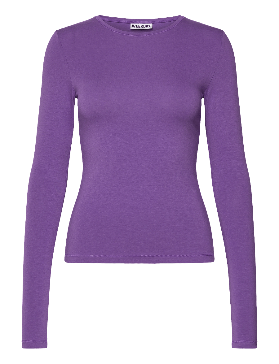 Weekday - Slim Fitted Long Sleeve - langärmlige tops - purple - 0