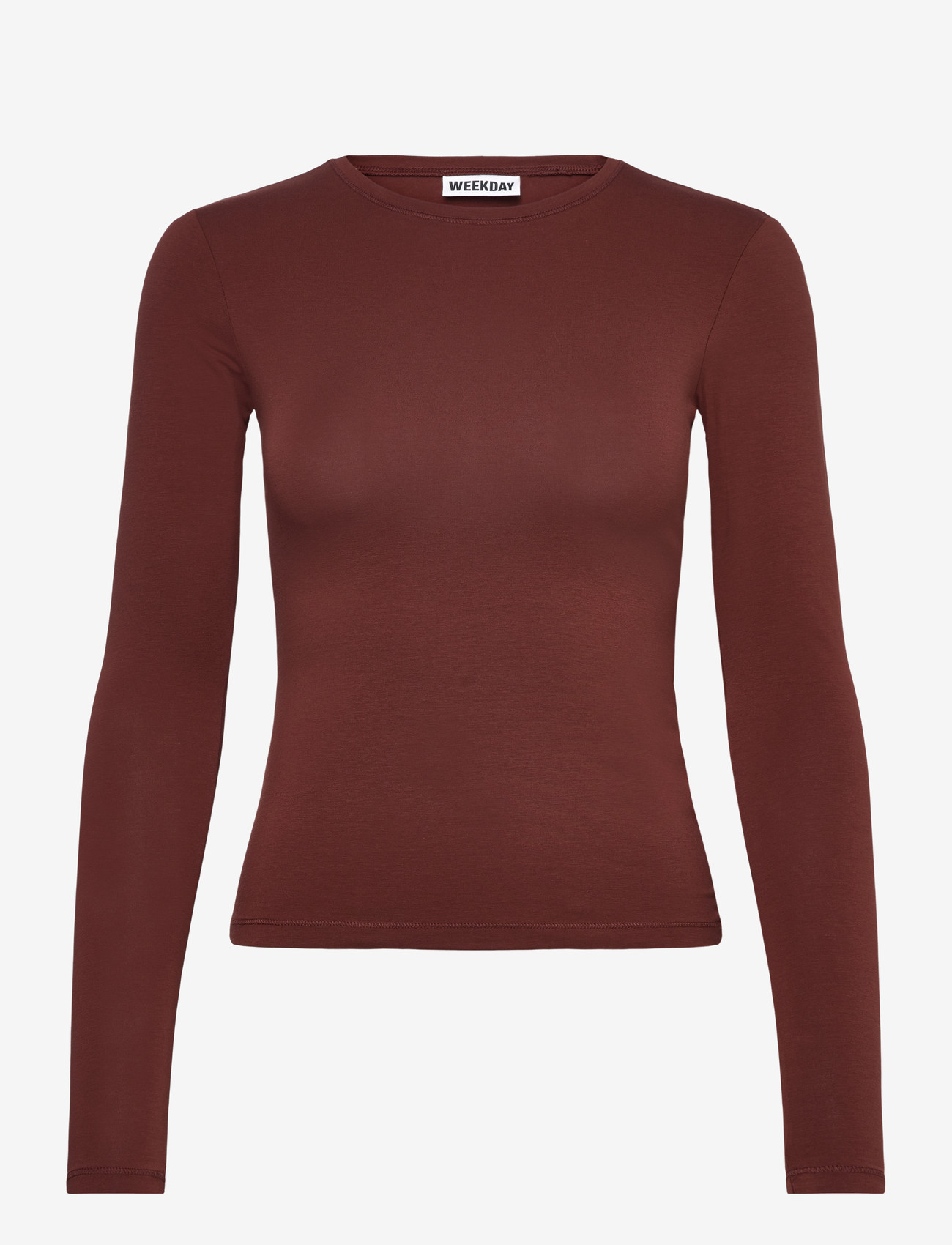 Weekday - Slim Fitted Long Sleeve - langärmlige tops - rust - 1