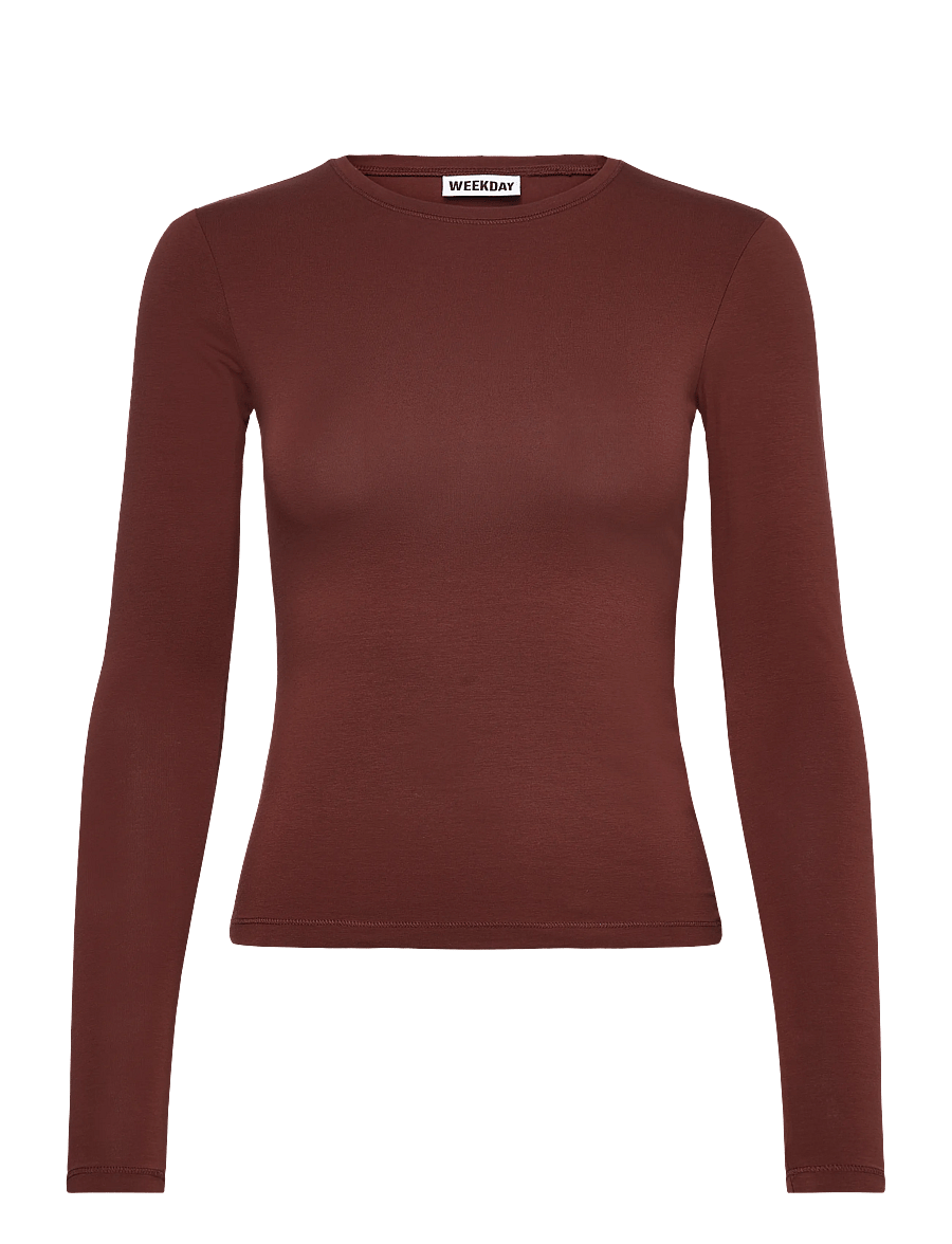 Weekday - Slim Fitted Long Sleeve - langærmede toppe - rust - 1