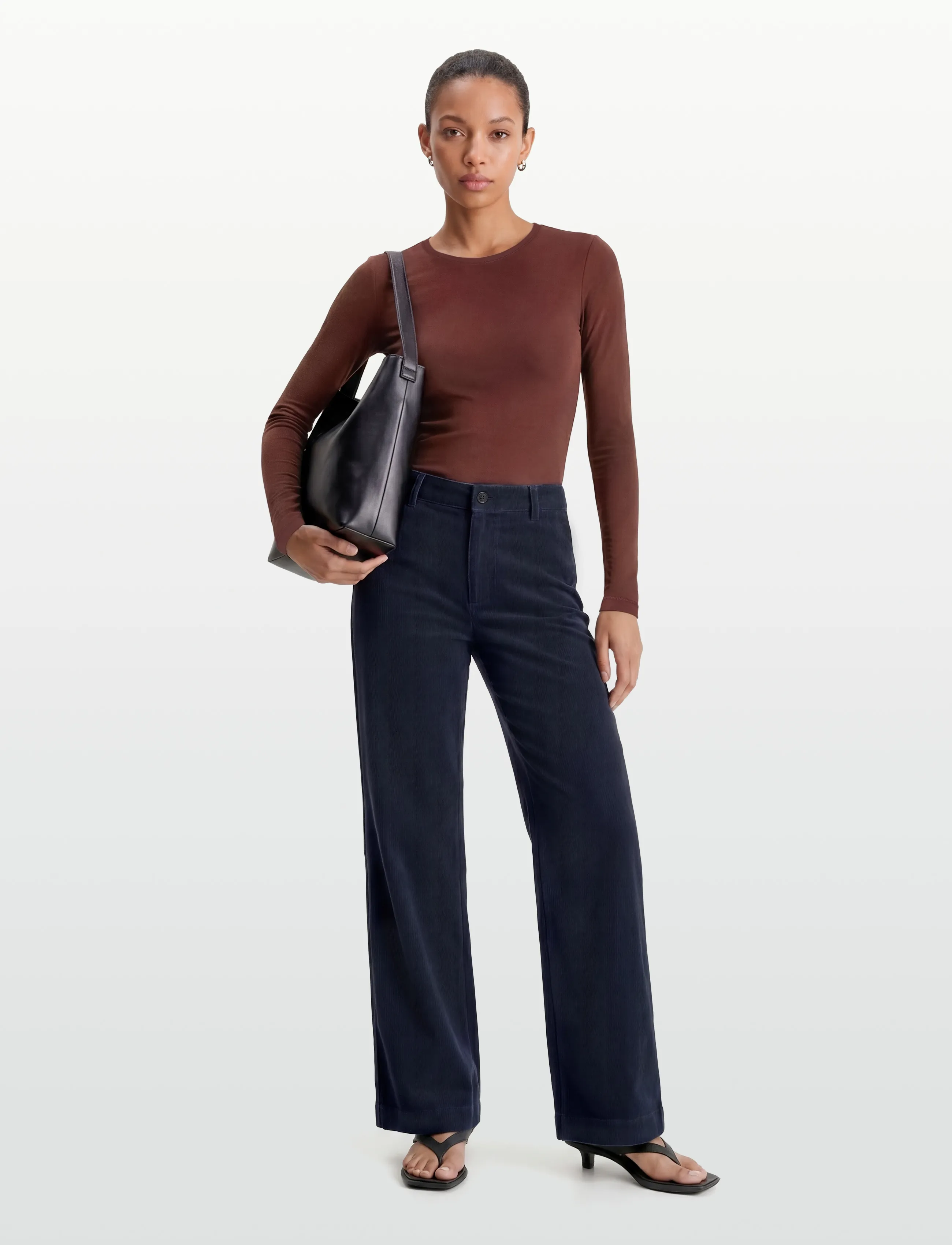 Weekday Slim Fitted Long Sleeve - T-Shirts & Tops - RUST / brown