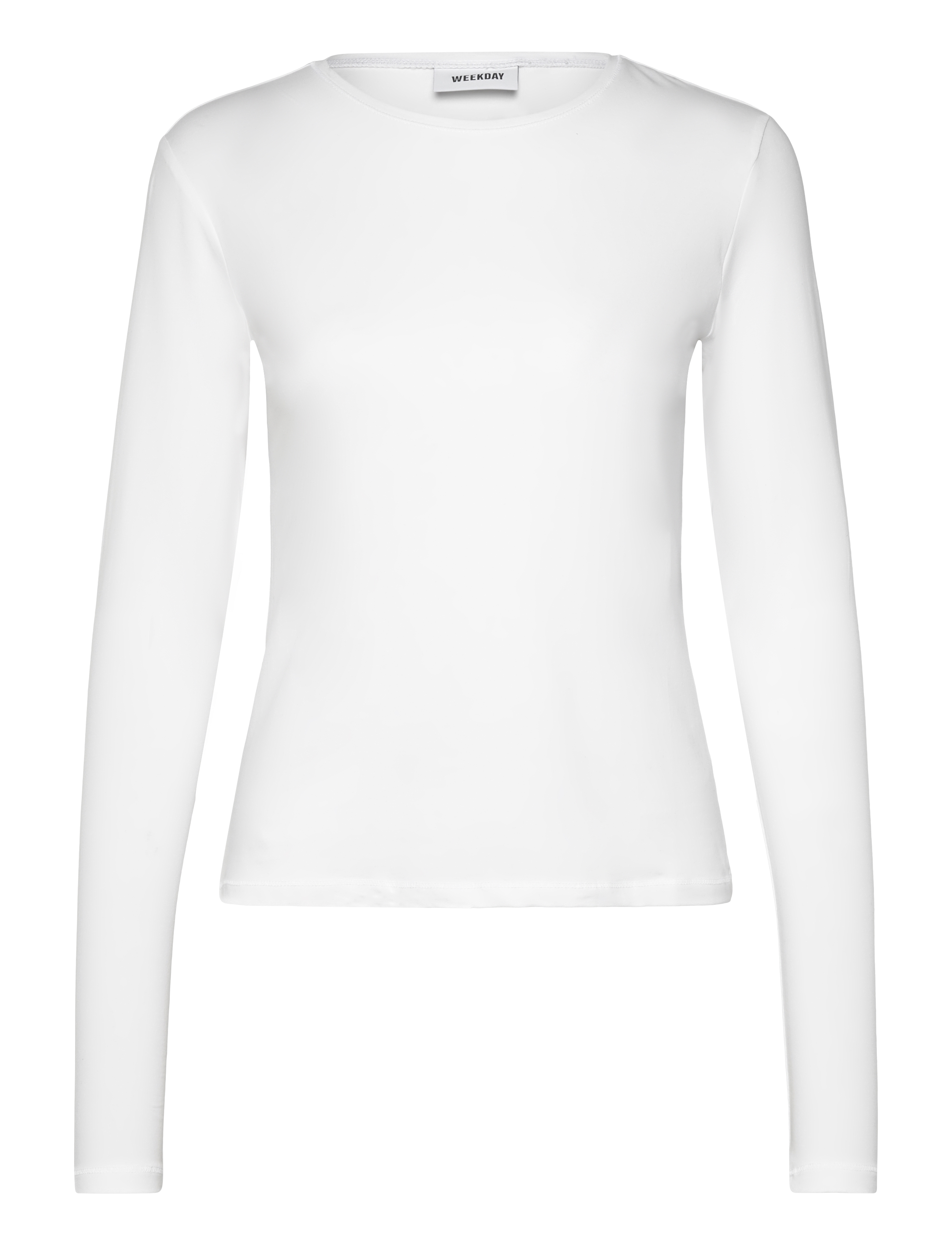 Weekday Slim Fitted Long Sleeve, XS, T-shirts & Oberteile, Weiß - Long-sleeved, Frauen