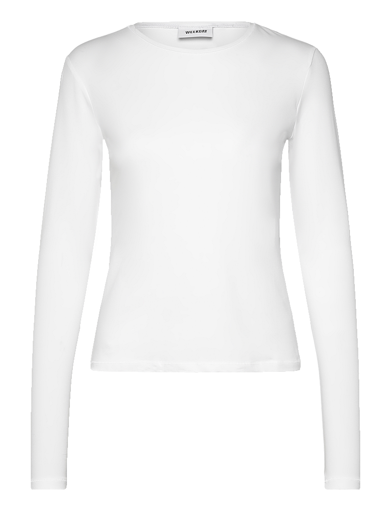 Weekday - Slim Fitted Long Sleeve - långärmade toppar - white - 0