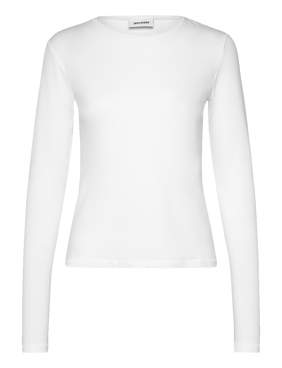 Weekday - Slim Fitted Long Sleeve - långärmade toppar - white - 0