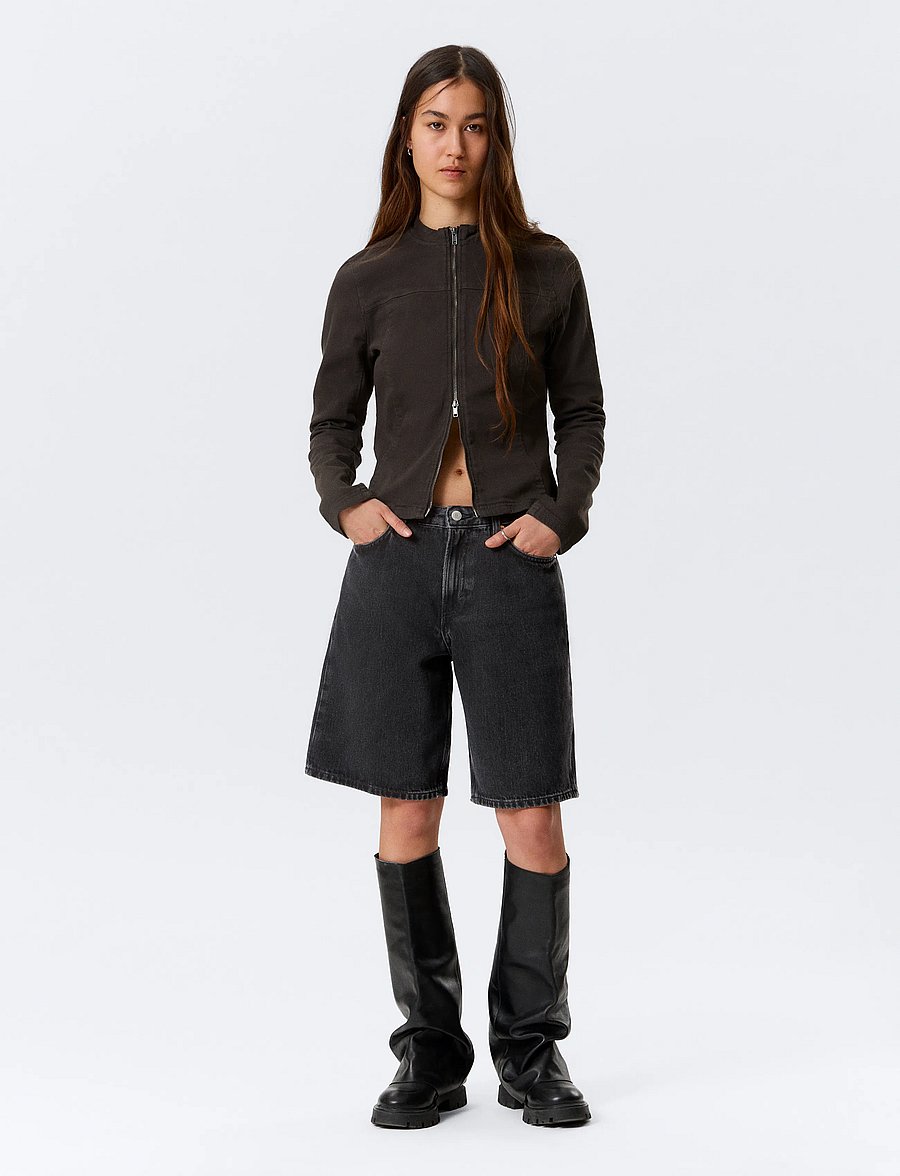 Weekday - Monterey Low Rise Denim Shorts - farkkushortsit - tuned black - 0
