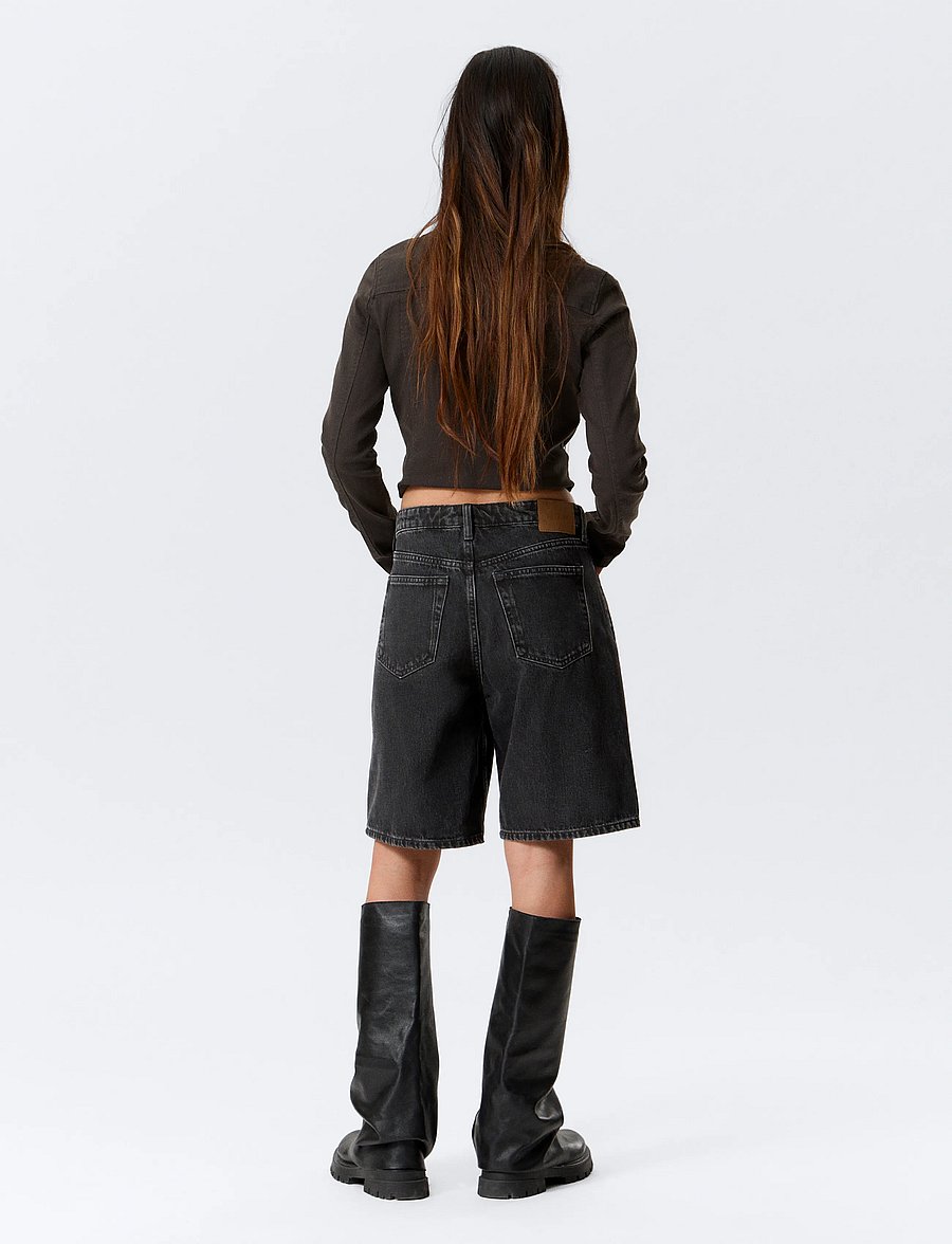 Weekday - Monterey Low Rise Denim Shorts - farkkushortsit - tuned black - 5