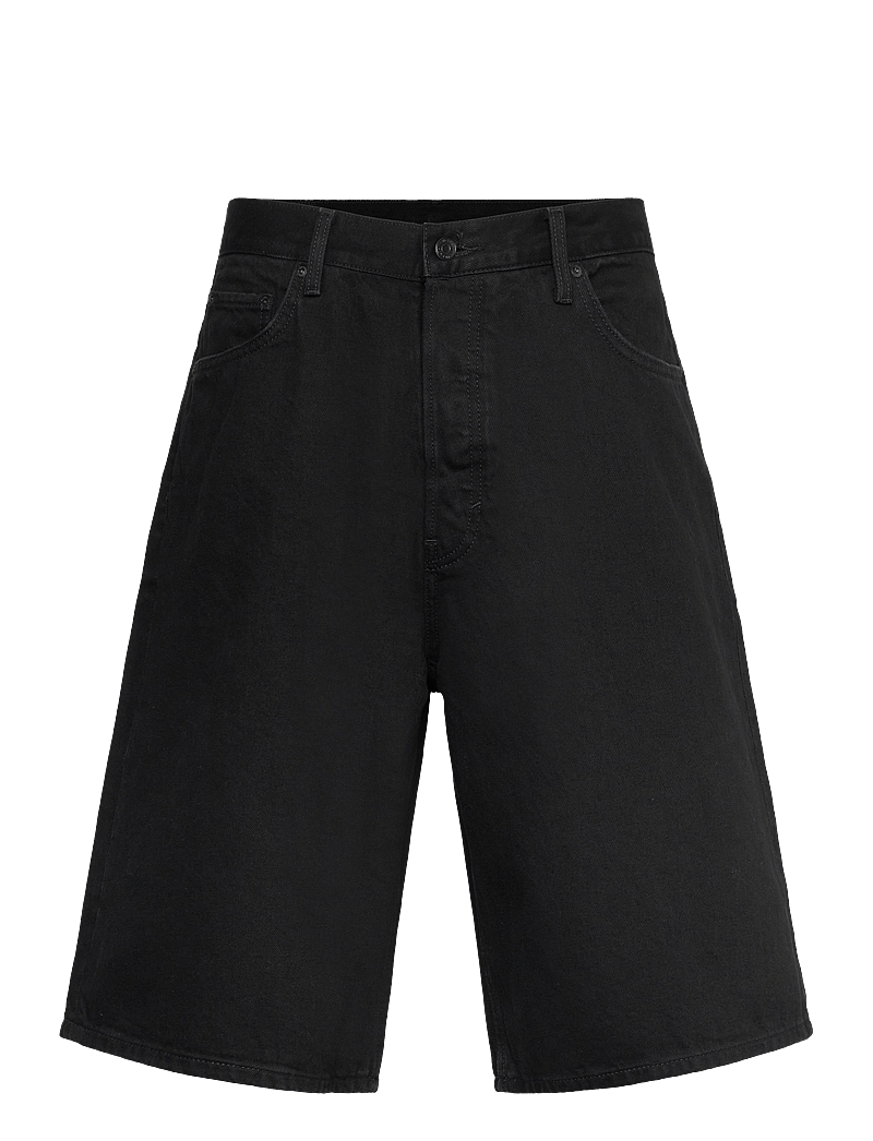 Weekday - Astro Mid Rise Loose Baggy Denim Shorts - jorts - black rinse - 0