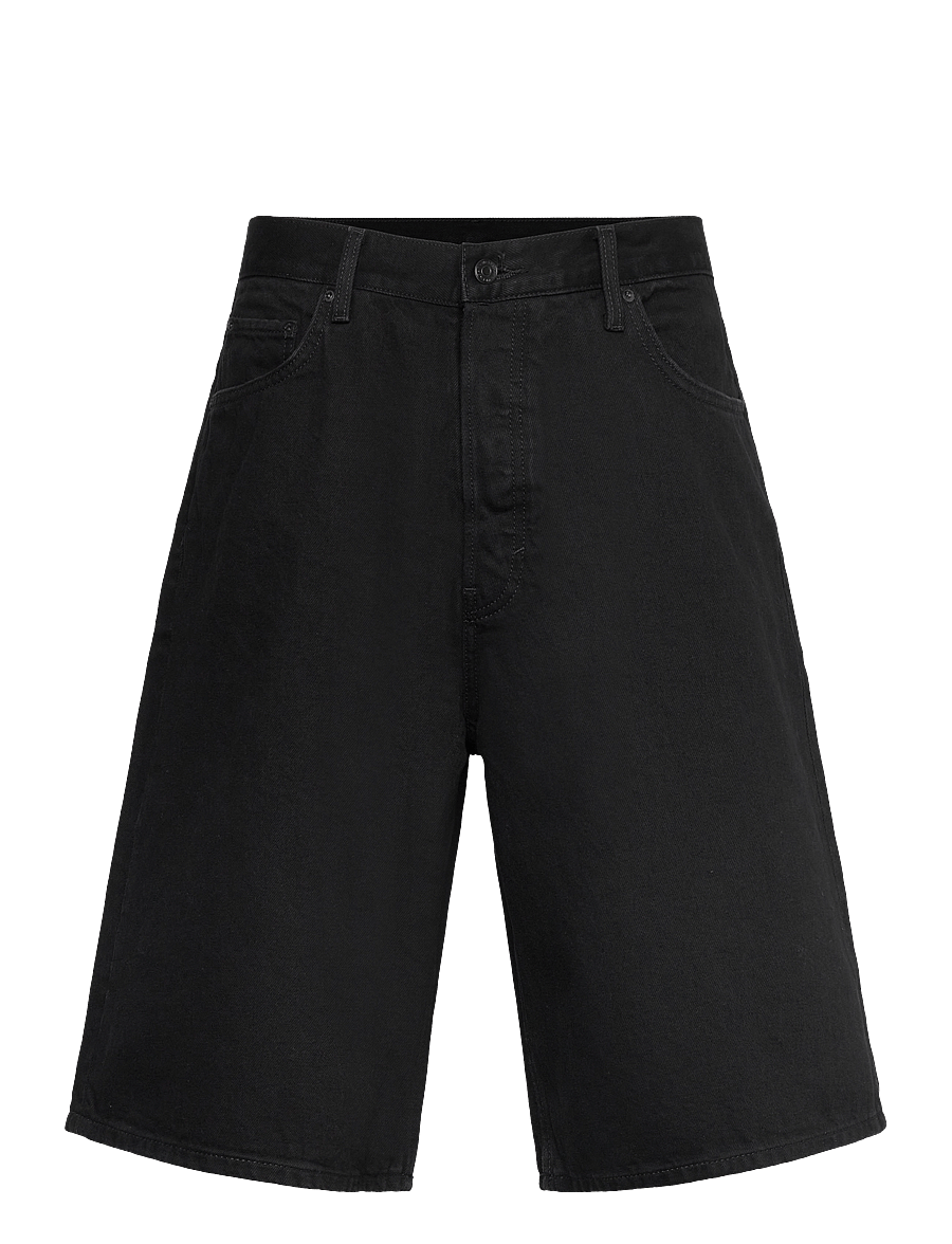 Weekday - Astro Mid Rise Loose Baggy Denim Shorts - jeansshorts - black rinse - 0