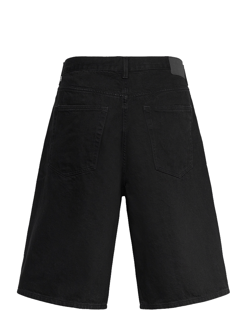Weekday - Astro Mid Rise Loose Baggy Denim Shorts - jorts - black rinse - 1